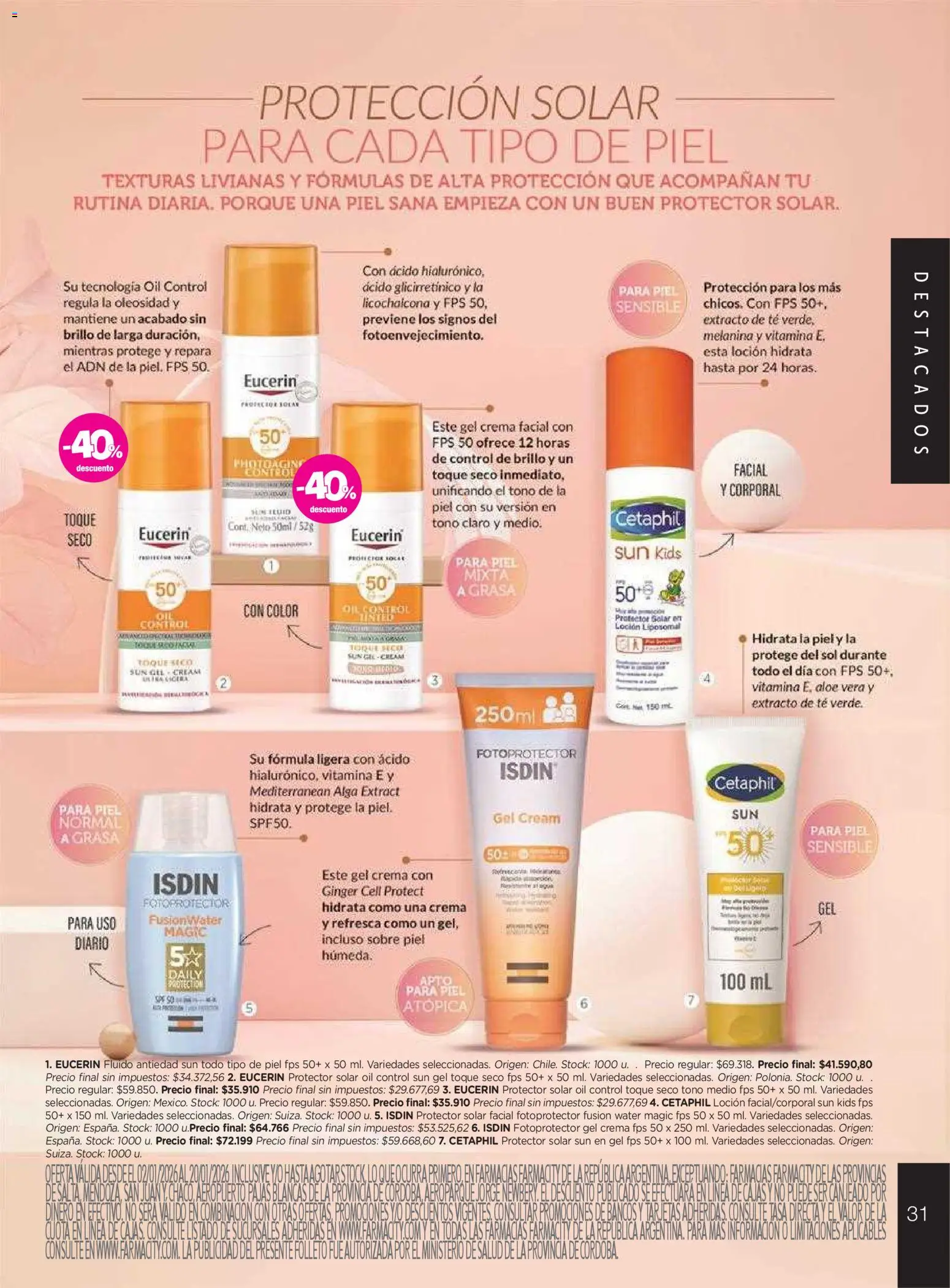 Farmacity catálogo │ válido desde el 02.01.2026 | Página: 31 | Productos: Protector solar, Brillo, Té, Crema