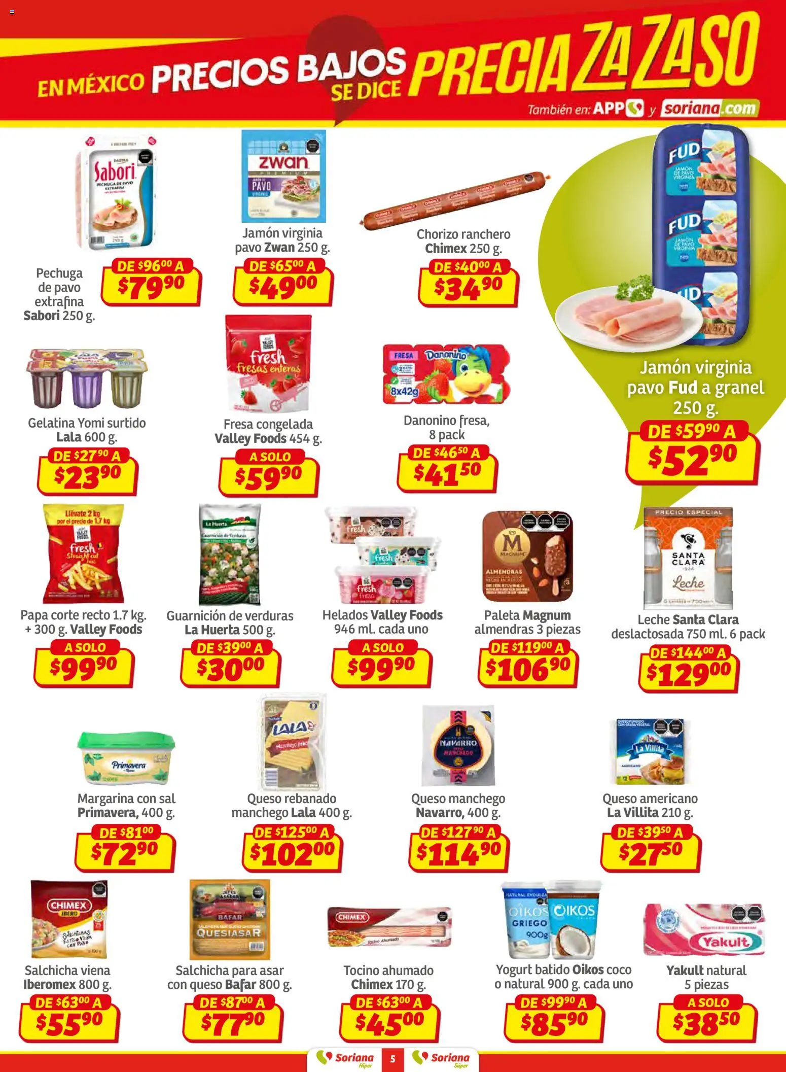 Nuevas ofertas de Soriana válidas en toda la República Mexicana desde el 15.01.2026. ¡Encuentra las mejores ofertas en Soriana - Preciazazaso Súper: Ags, Col, Gto, Jal, Mich! | Página: 5 | Productos: Almendras, Tocino, Jamón, Chorizo