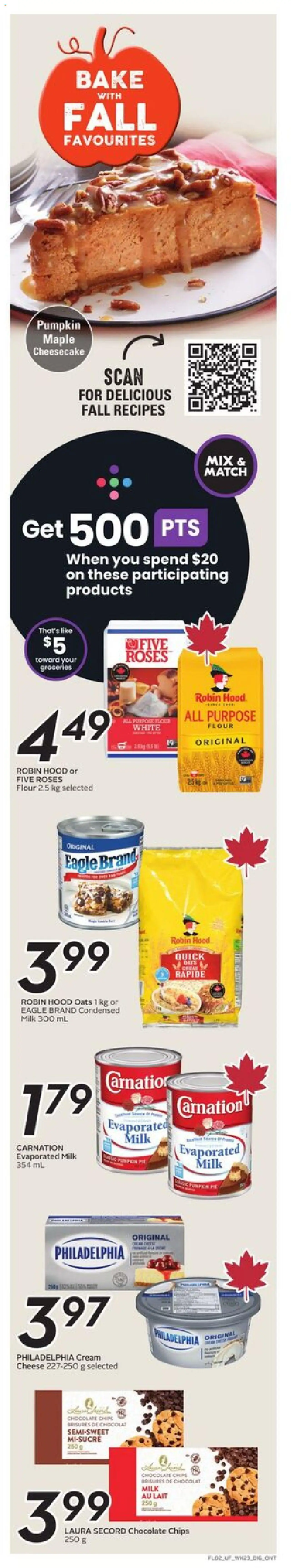 Sobeys flyer valid from 02.10.2025 | Page: 3 | Products: Chips, Cream, Milk, Cheese