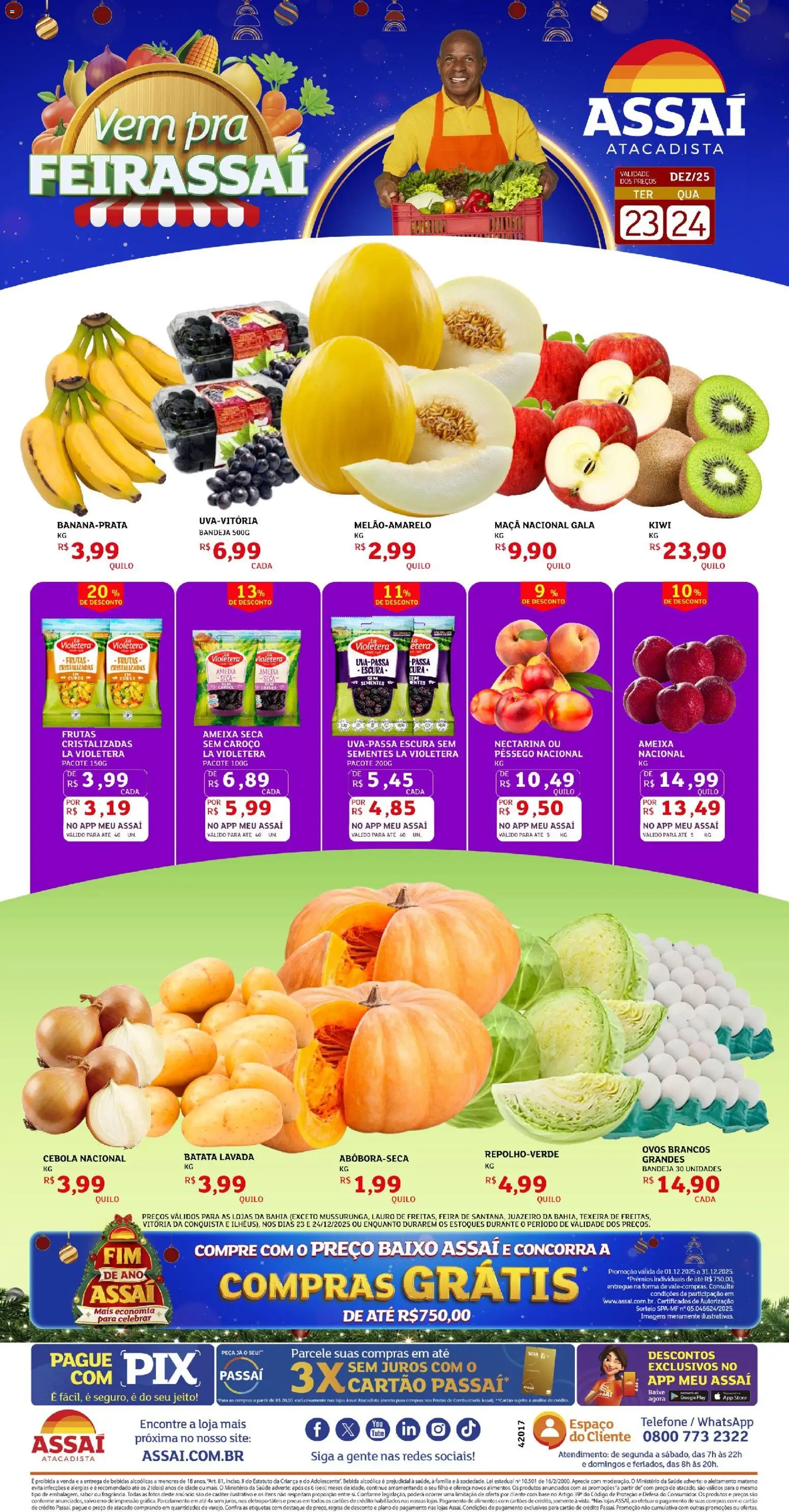Assaí Atacadista Folheto - válido de 23.12.2025 | Página: 1 | Produtos: Cebola, Pneus, Base, Telefone