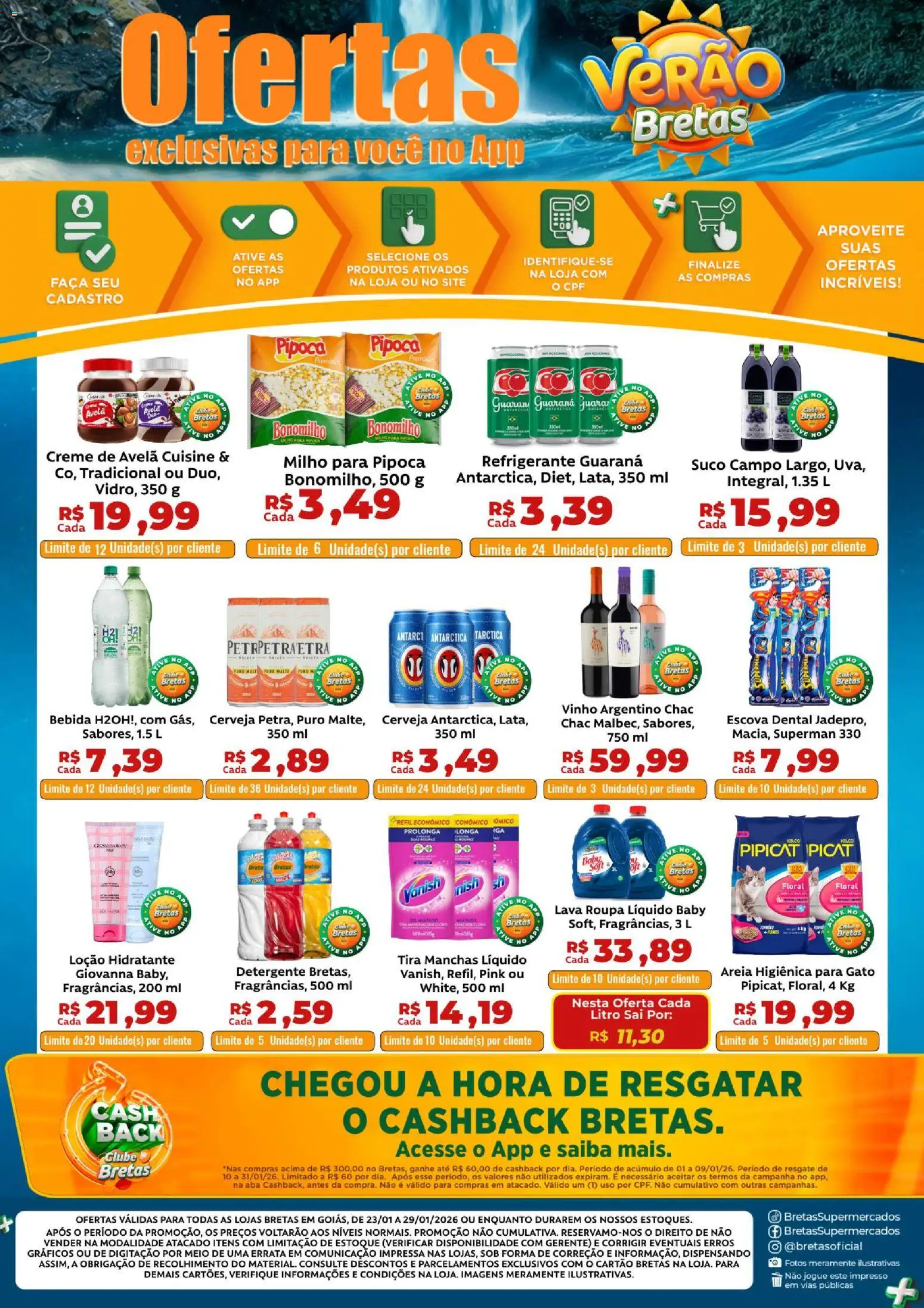 Bretas Folheto - válido de 23.01.2026 | Página: 2 | Produtos: Guaraná, Suco, Creme de avelã, Pipoca