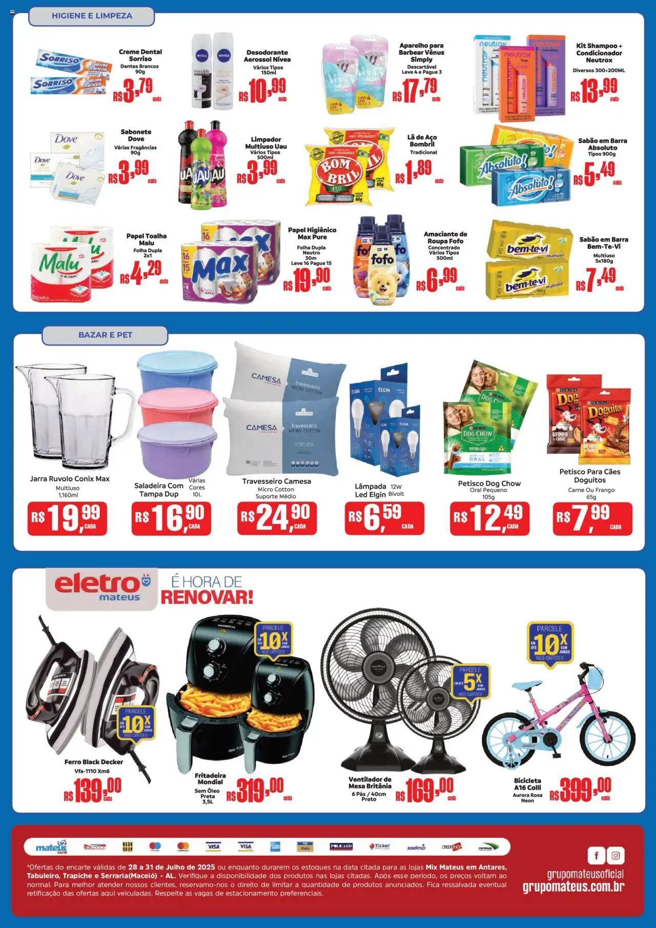 Mateus Folheto - válido de 28.07.2025 | Página: 4 | Produtos: Bicicleta, Jarra, Dove, Creme dental