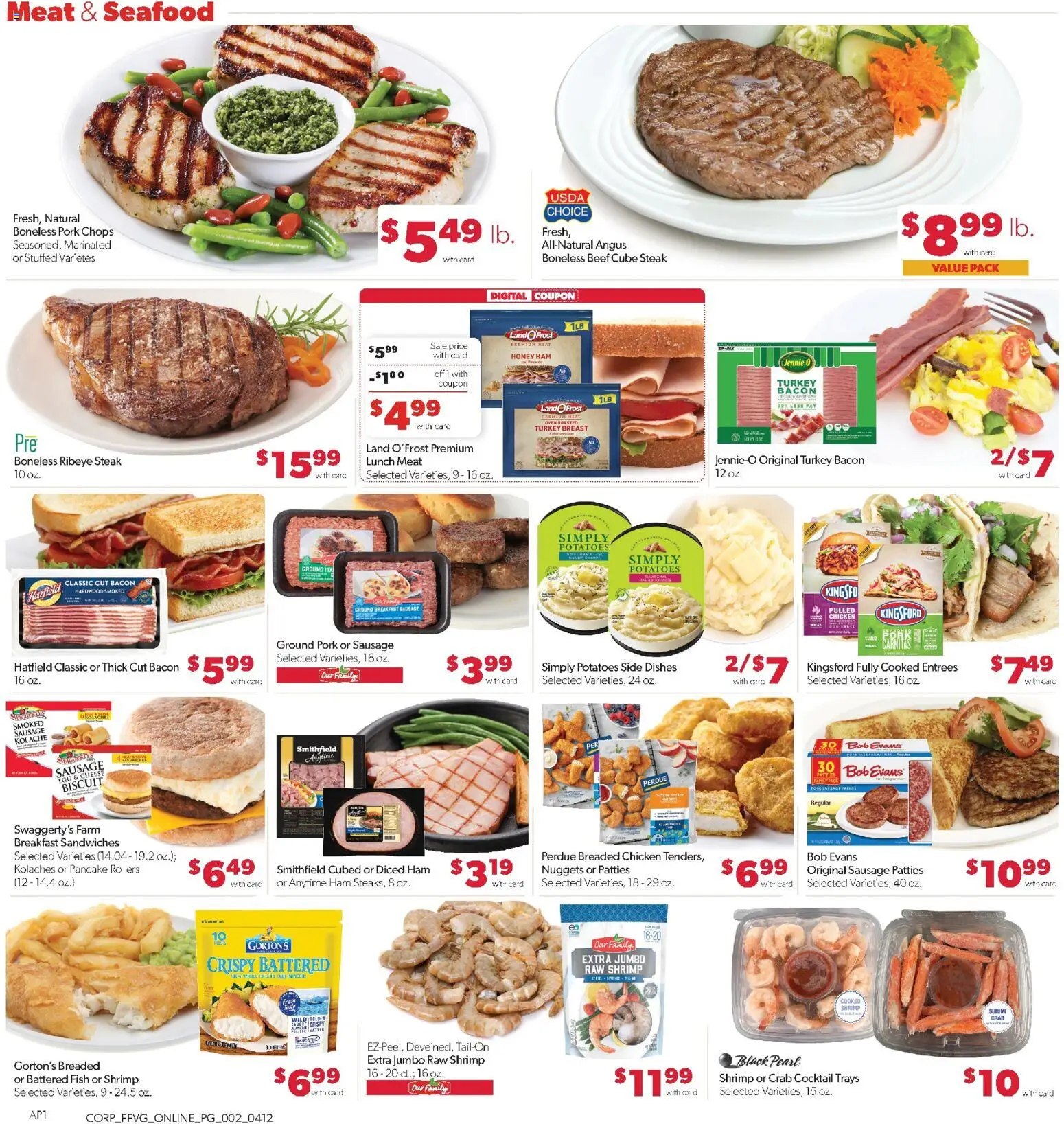 Family Fare Weekly Ad - valid from 12.04.2026 | Page: 6 | Products: Pork, Seafood, Sausage, Oven