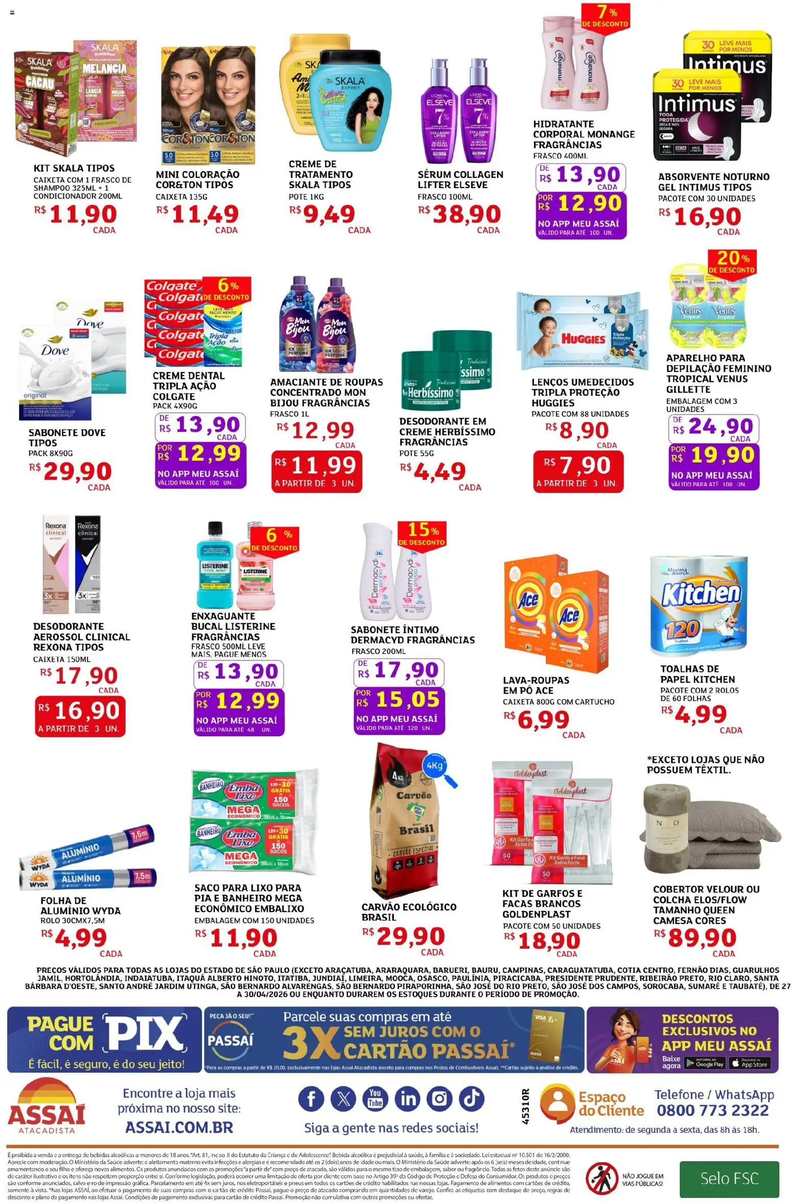 Assaí Atacadista Folheto - válido de 27.04.2026 | Página: 4 | Produtos: Cartucho, Sérum, Creme, Sabonete