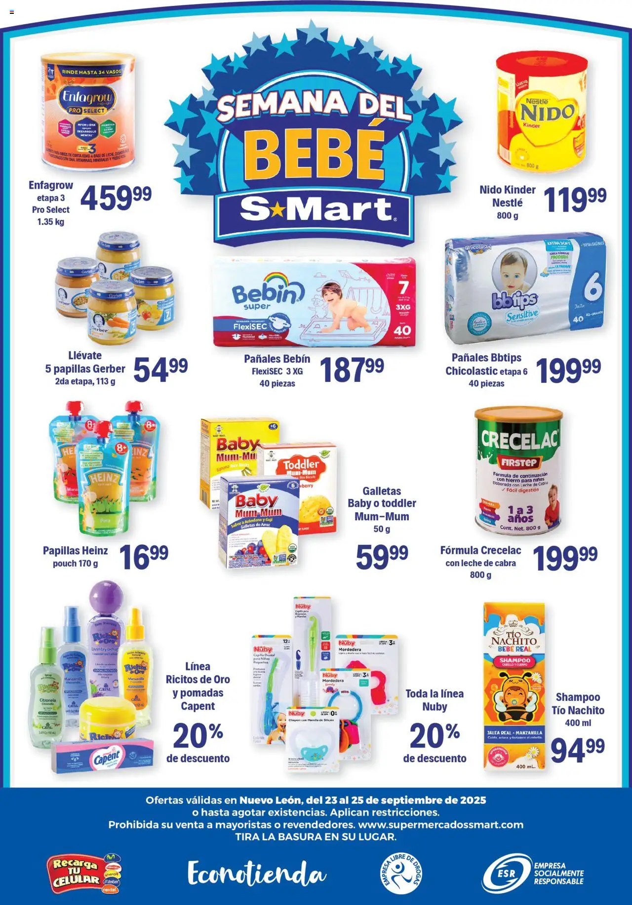 Nuevas ofertas de S-Mart válidas en toda la República Mexicana desde el 23.09.2025. ¡Encuentra las mejores ofertas en S-Mart - Folleto de Feria - Monterrey! | Página: 6 | Productos: Leche, Arroz, Pañales, Vitaminas