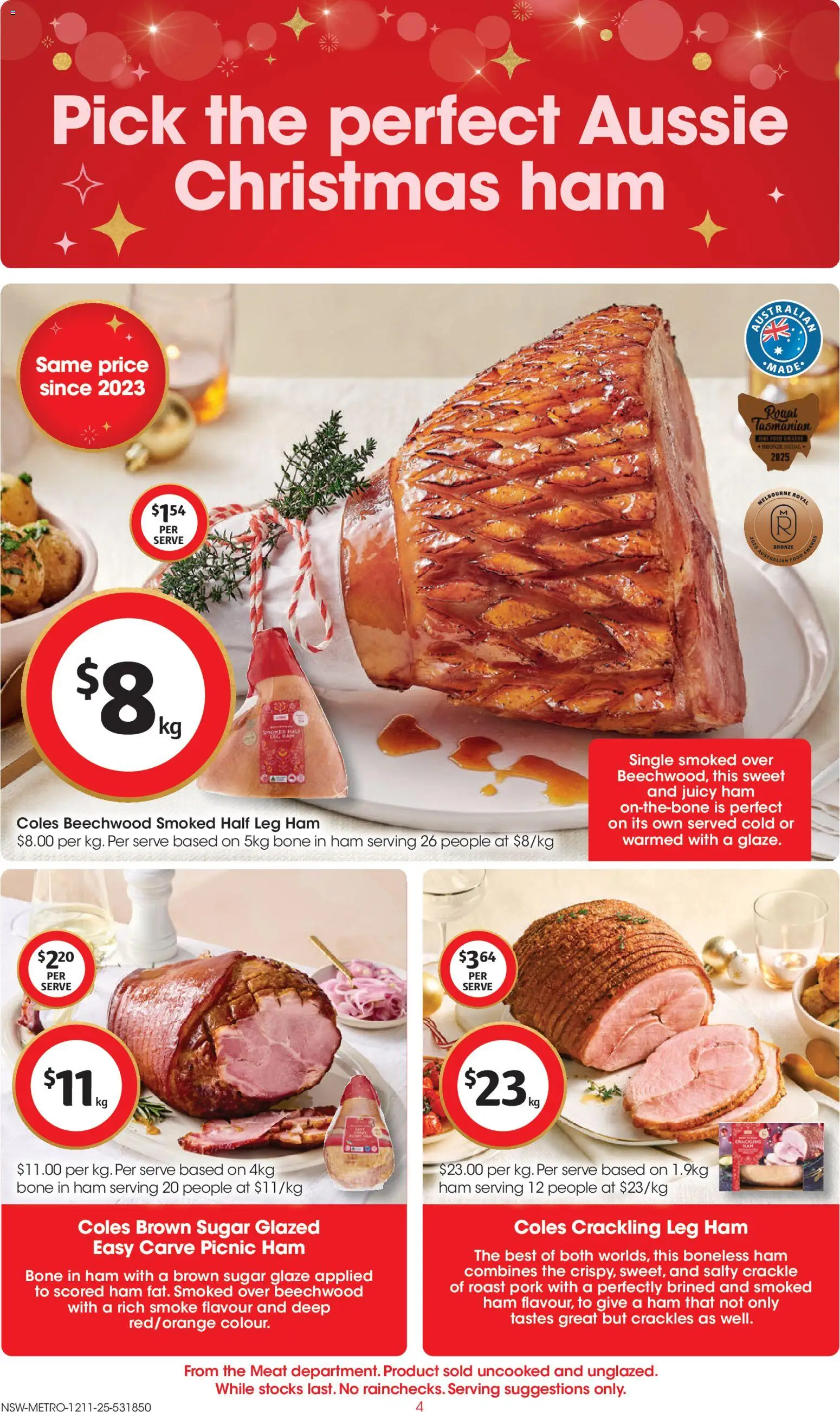 Coles catalogue - valid from 12.11.2025 | Page: 4 | Products: Ham, Pork, Meat, Sugar