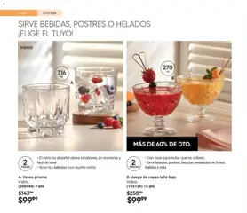 Vista previa de Juego de copas tallo bajo, Vidrio. (193159) 16 pts. Con base para evitar que se volteen. Sirve helados, postres, bebidas, ensaladas de frutas, batidos y más., nuevo folleto de la tienda, válido en México a partir del 07.11.2025 | Página: 84