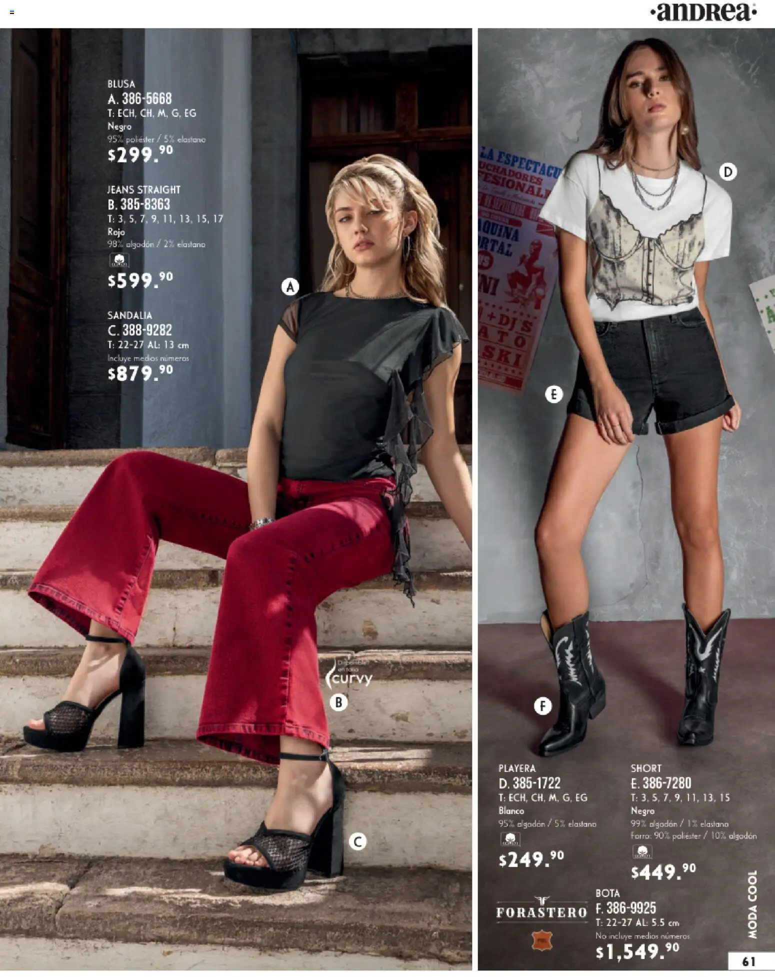 Nuevas ofertas de Andrea válidas en toda la República Mexicana desde el 25.01.2026. ¡Encuentra las mejores ofertas en Andrea catálogo Vestir! | Página: 61 | Productos: Blusa, Algodón, Playera, Short