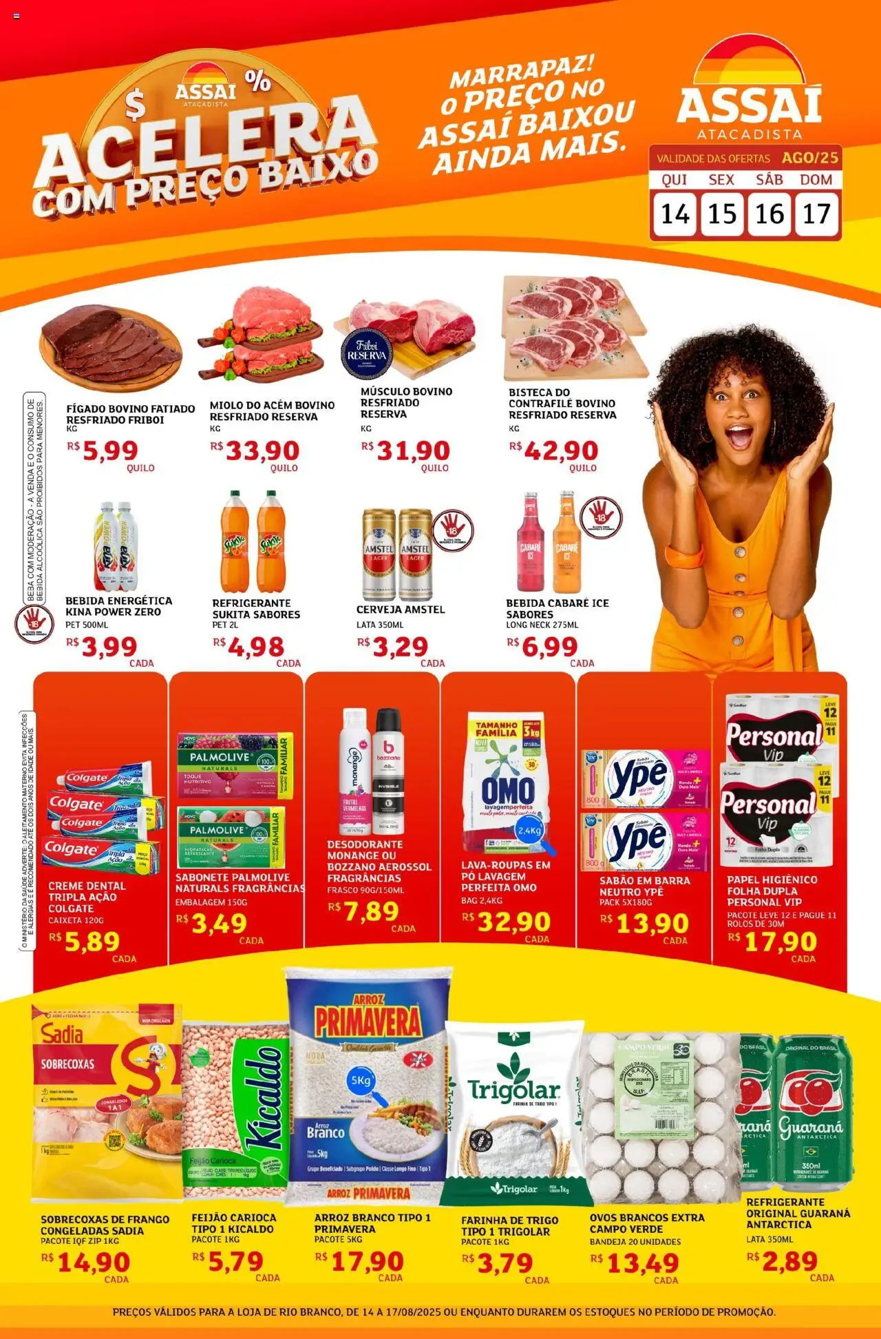 Assaí Atacadista Folheto - válido de 14.08.2025 | Página: 1 | Produtos: Pó, Farinha de trigo, Ovos, Sabonete