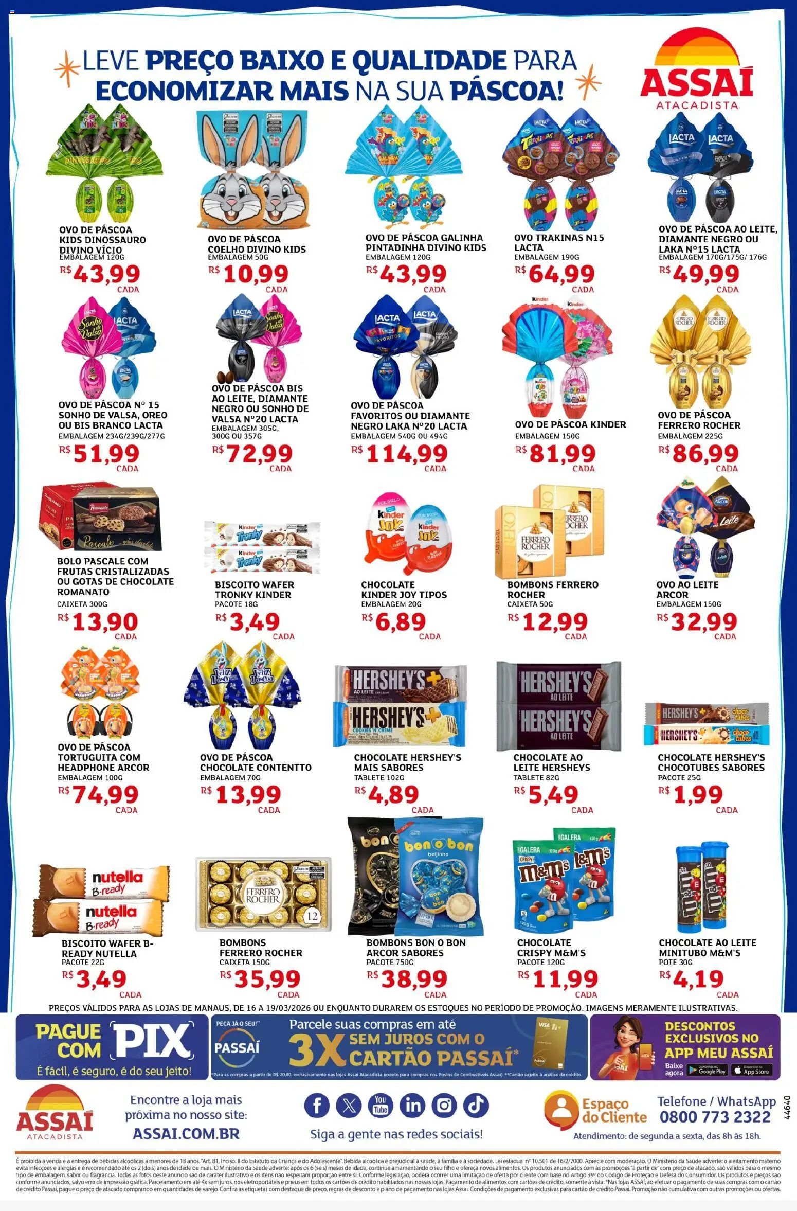 Assaí Atacadista Folheto - válido de 16.03.2026 | Página: 3 | Produtos: Ovo de páscoa, Bebida, Kinder ovo, Frutas cristalizadas