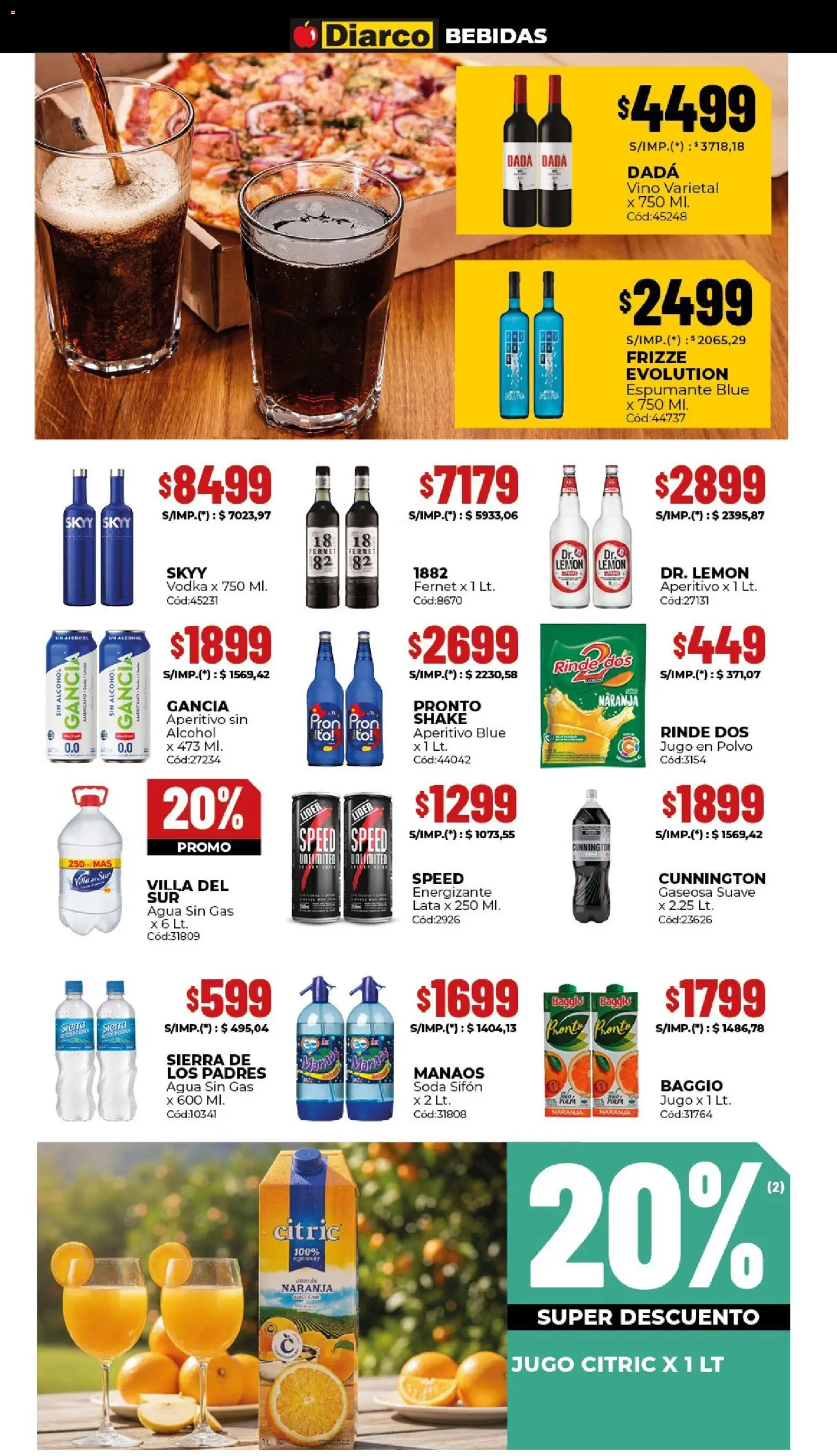 Diarco ofertas │ válido desde el 23.03.2026 | Página: 8 | Productos: Fernet, Agua, Jugo, Sierra