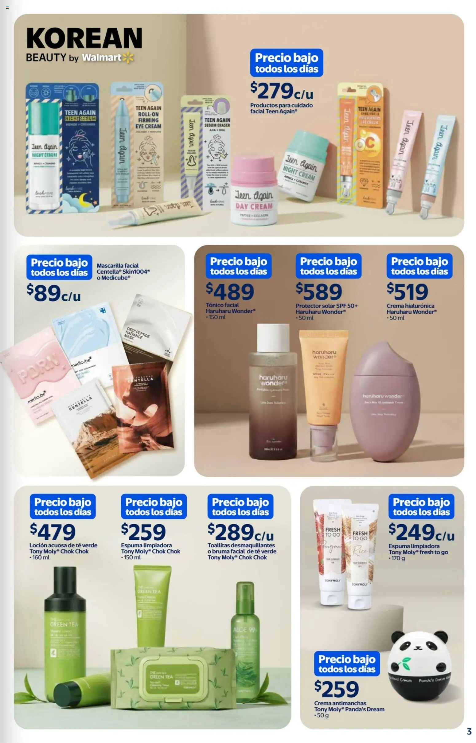 Nuevas ofertas de Walmart válidas en toda la República Mexicana desde el 13.03.2026. ¡Encuentra las mejores ofertas en Walmart folleto Belleza natural a precios bajos! | Página: 3 | Productos: Toallitas desmaquillantes, Loción, Té, Protector solar