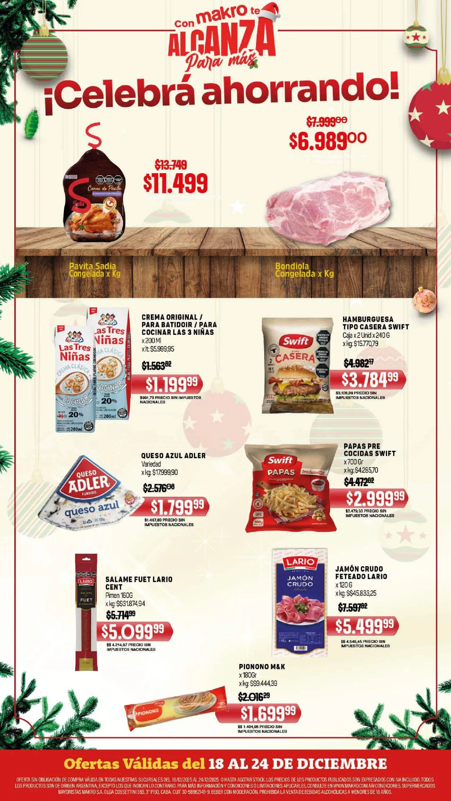 Makro ofertas │ válido desde el 18.12.2025 | Página: 1 | Productos: Salame, Pionono, Té, Crema