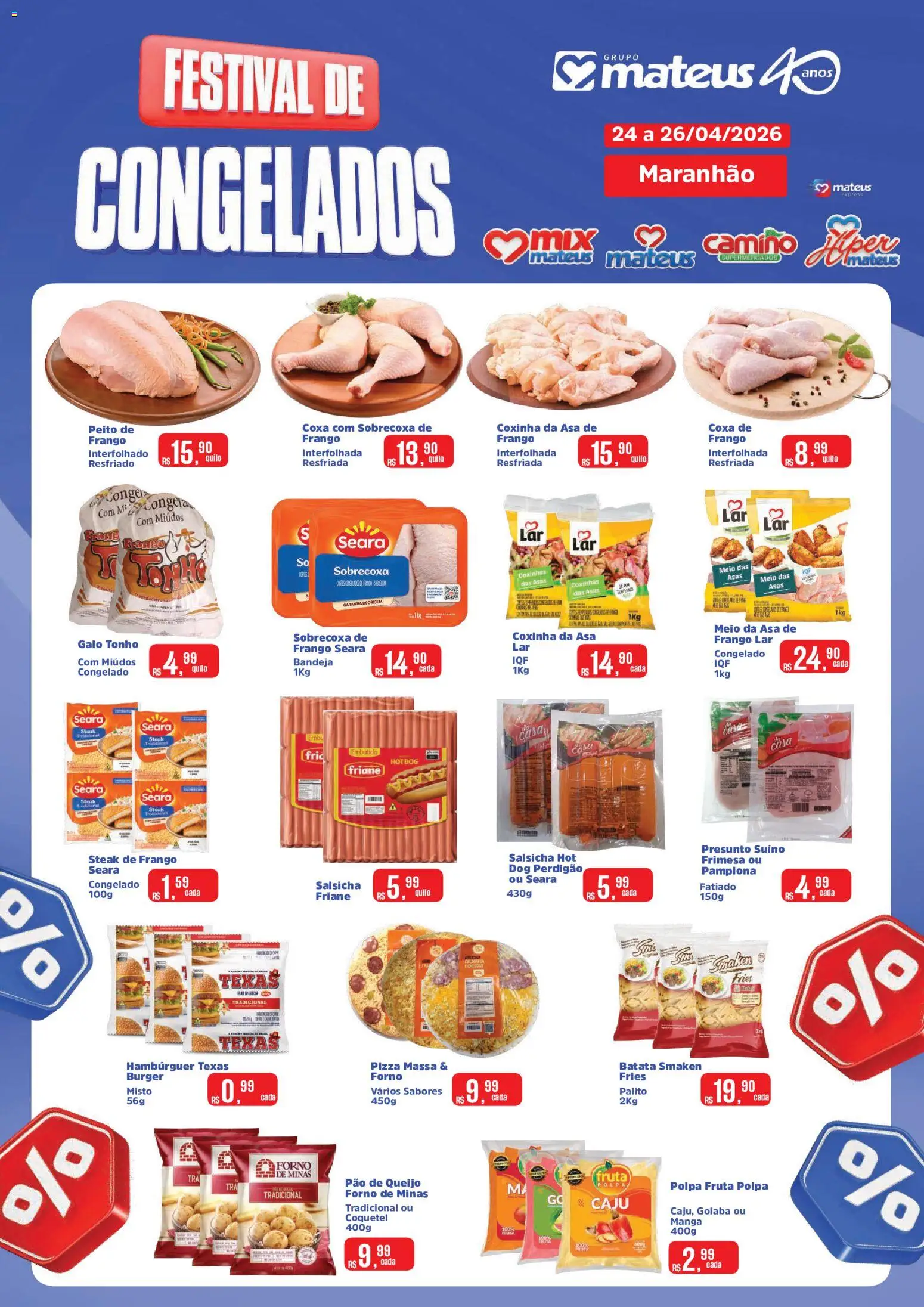 Mateus Folheto - válido de 24.04.2026 | Página: 1 | Produtos: Presunto, Pizza, Bandeja, Batata