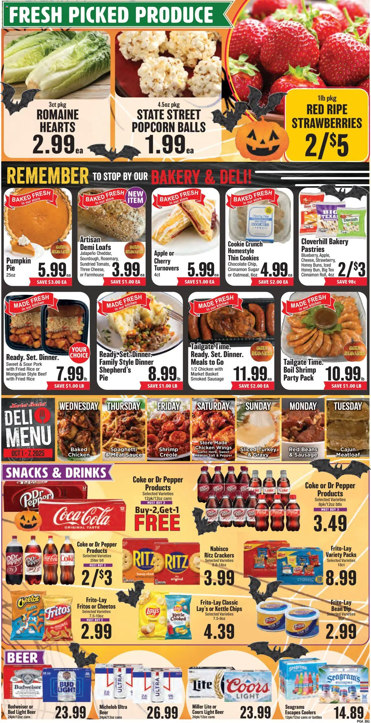 Market Basket Weekly Ad - valid from 01.10.2025 | Page: 4 | Products: Strawberries, Cookies, Pepper, Kettle