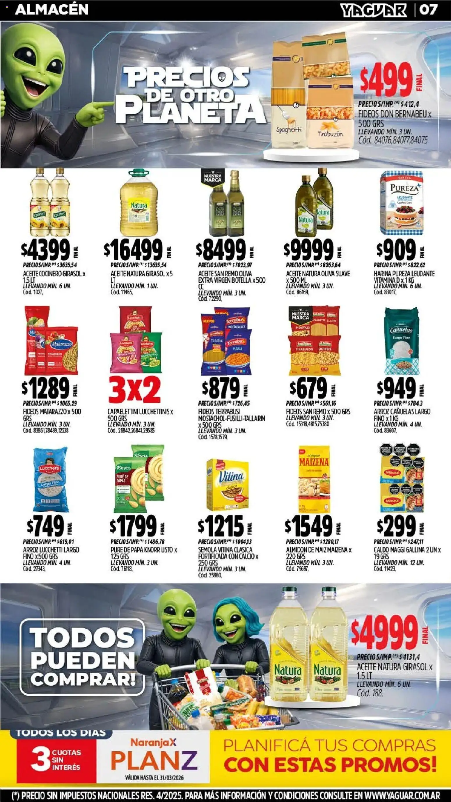 Yaguar - Oferta Semanal Mendoza │ válido desde el 11.03.2026 | Página: 9 | Productos: Aceite, Maiz, Oliva, Fideos