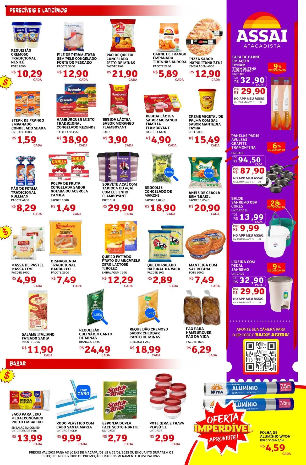 Assaí Atacadista Folheto - válido de 18.08.2025 | Página: 3 | Produtos: Cebola, Queijo, Lixeira, Creme