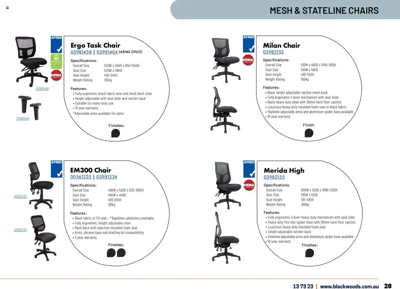 Black Woods catalogue - valid from 18.11.2024 | Page: 29 | Products: Chair, Ergonomic, Weight