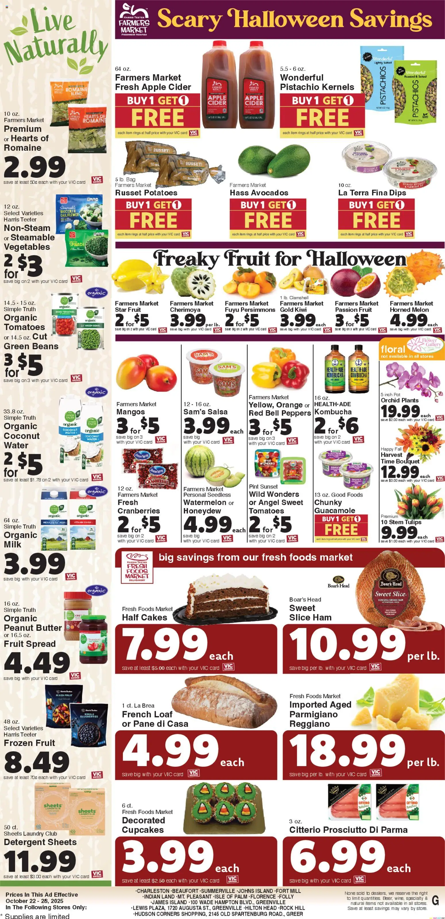Harris Teeter Weekly Ad - SC - valid from 22.10.2025 | Page: 10 | Products: Ham, Potatoes, Watermelon, Melon