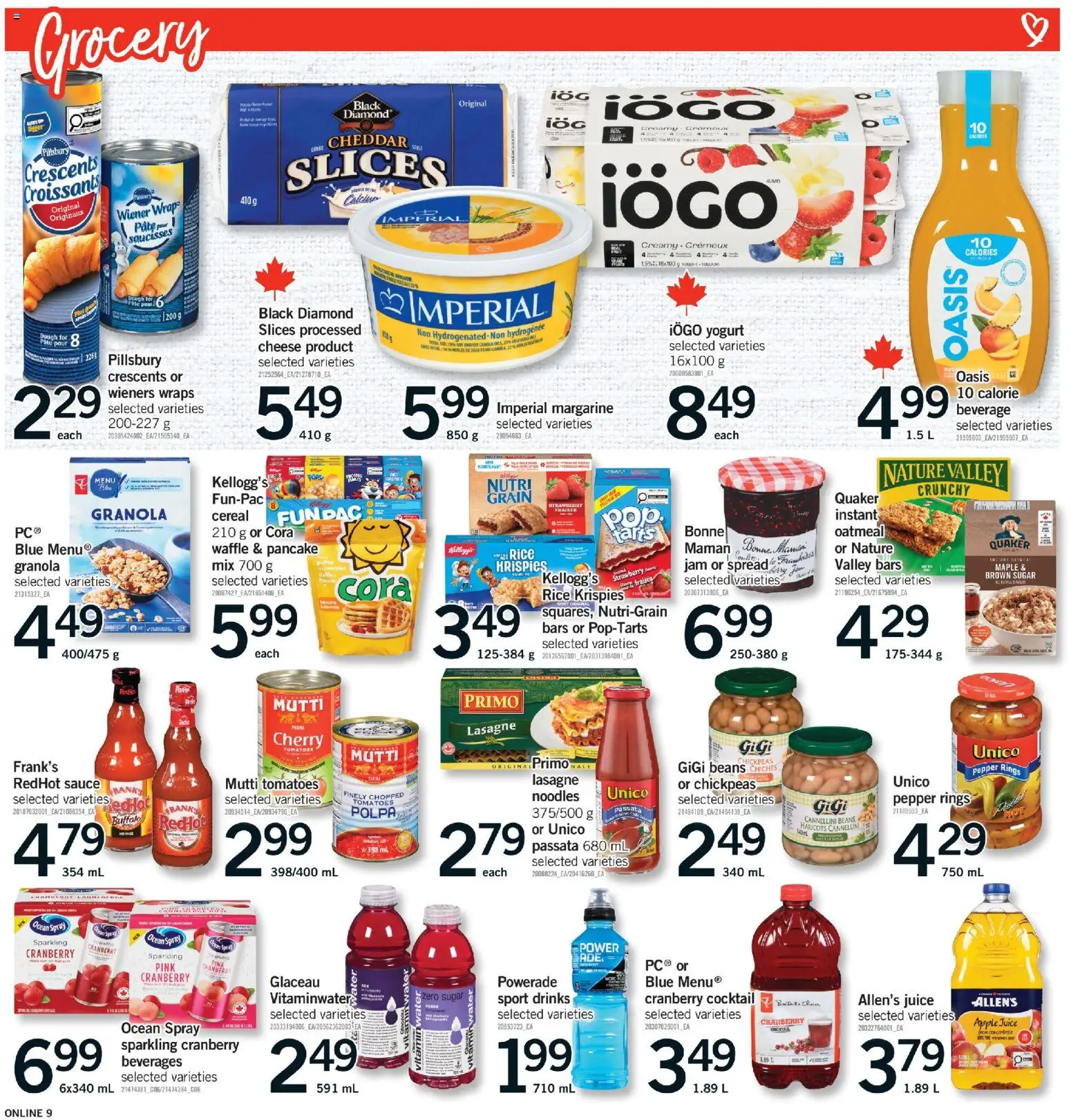 Fortinos flyer valid from 22.01.2026 | Page: 9 | Products: Rice, Noodles, Cheese, Tomatoes