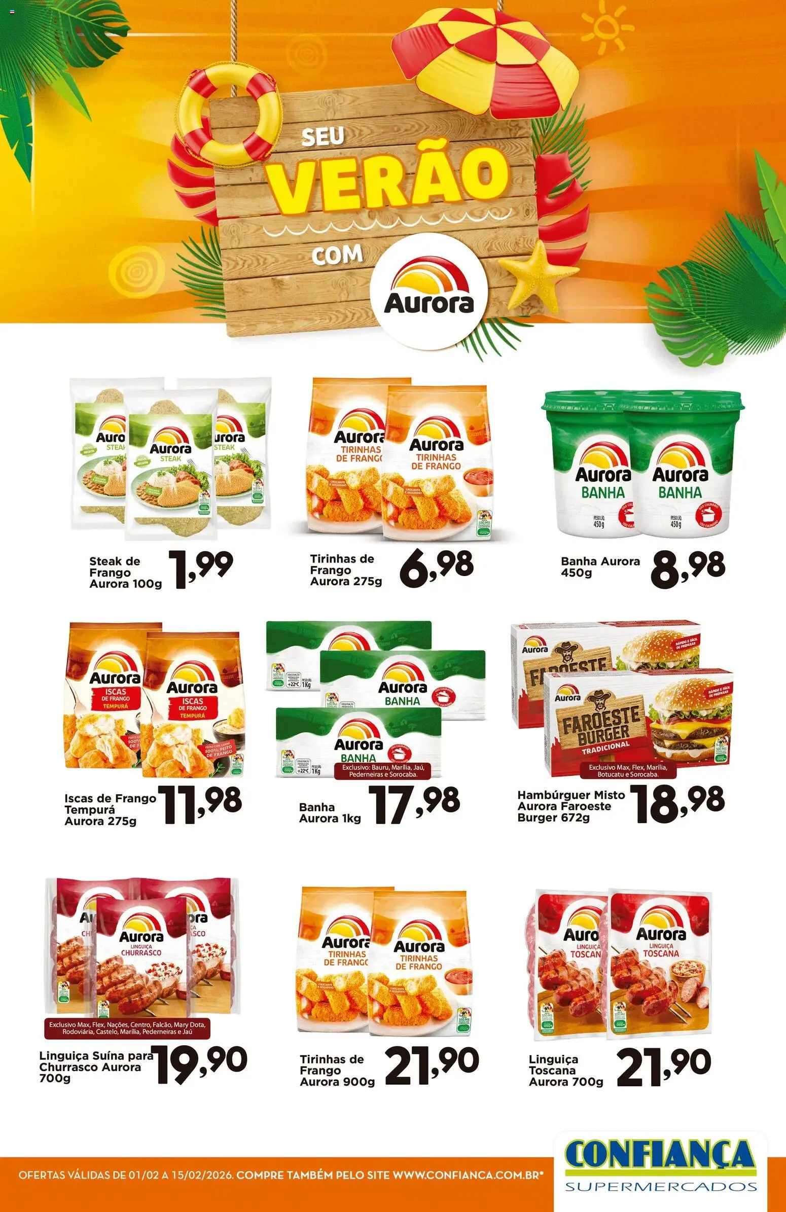 Confiança Folheto - válido de 01.02.2026 | Página: 1 | Produtos: Linguiça, Carne, Hambúrguer, Frango