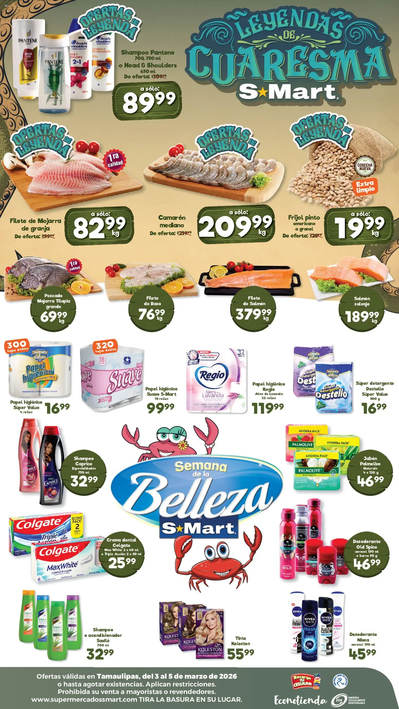 Nuevas ofertas de S-Mart válidas en toda la República Mexicana desde el 03.03.2026. ¡Encuentra las mejores ofertas en S-Mart folleto Matamoros! | Página: 2 | Productos: Detergente, Papel higiénico, Barra, Jabón