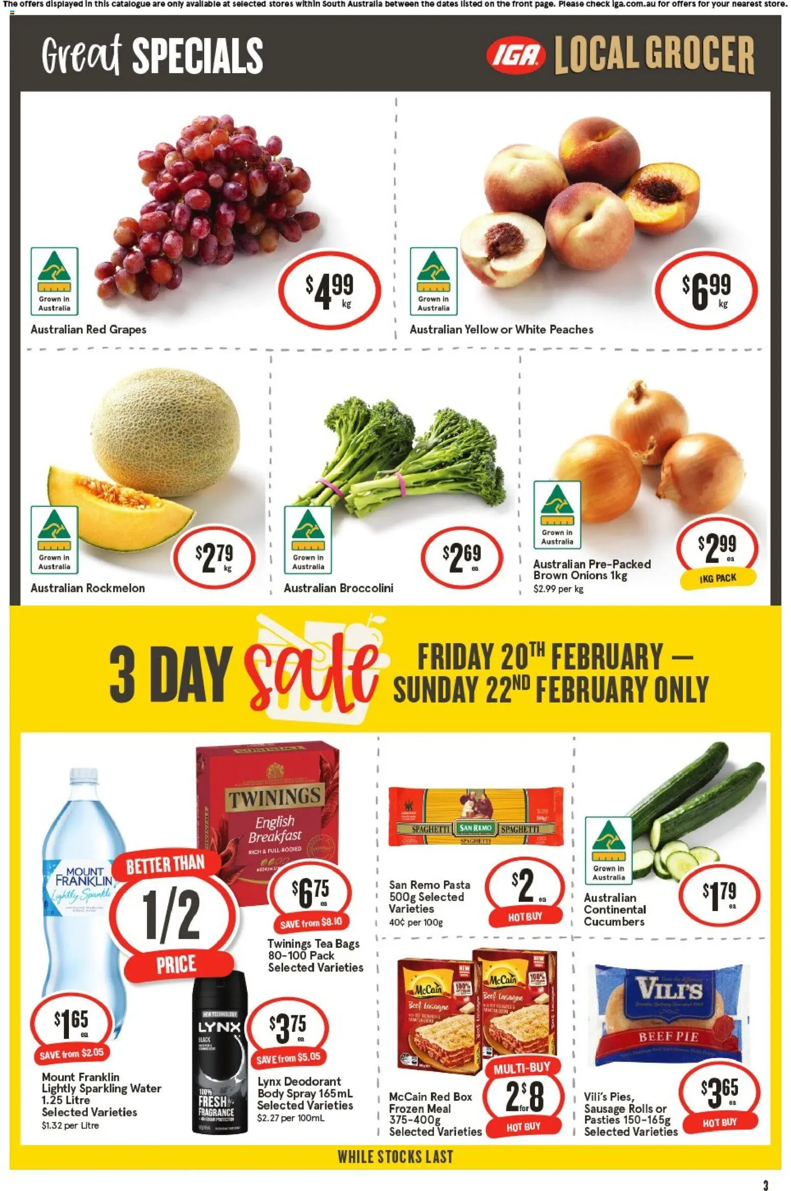 IGA catalogue - valid from 18.02.2026 | Page: 3 | Products: Chocolate, Pepsi, Sugar, Lemon