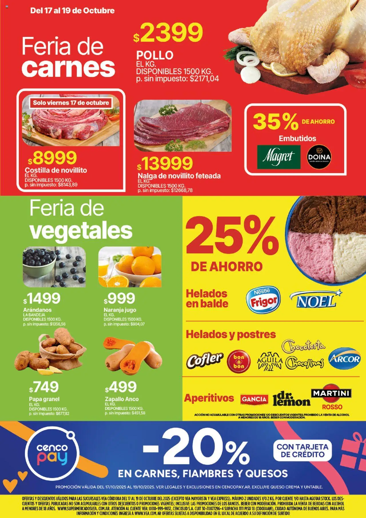 Vea - Ofertas fin de semana | Córdoba │ válido desde el 17.10.2025 | Página: 3 | Productos: Pollo, Zapallo, Arándanos, Crema