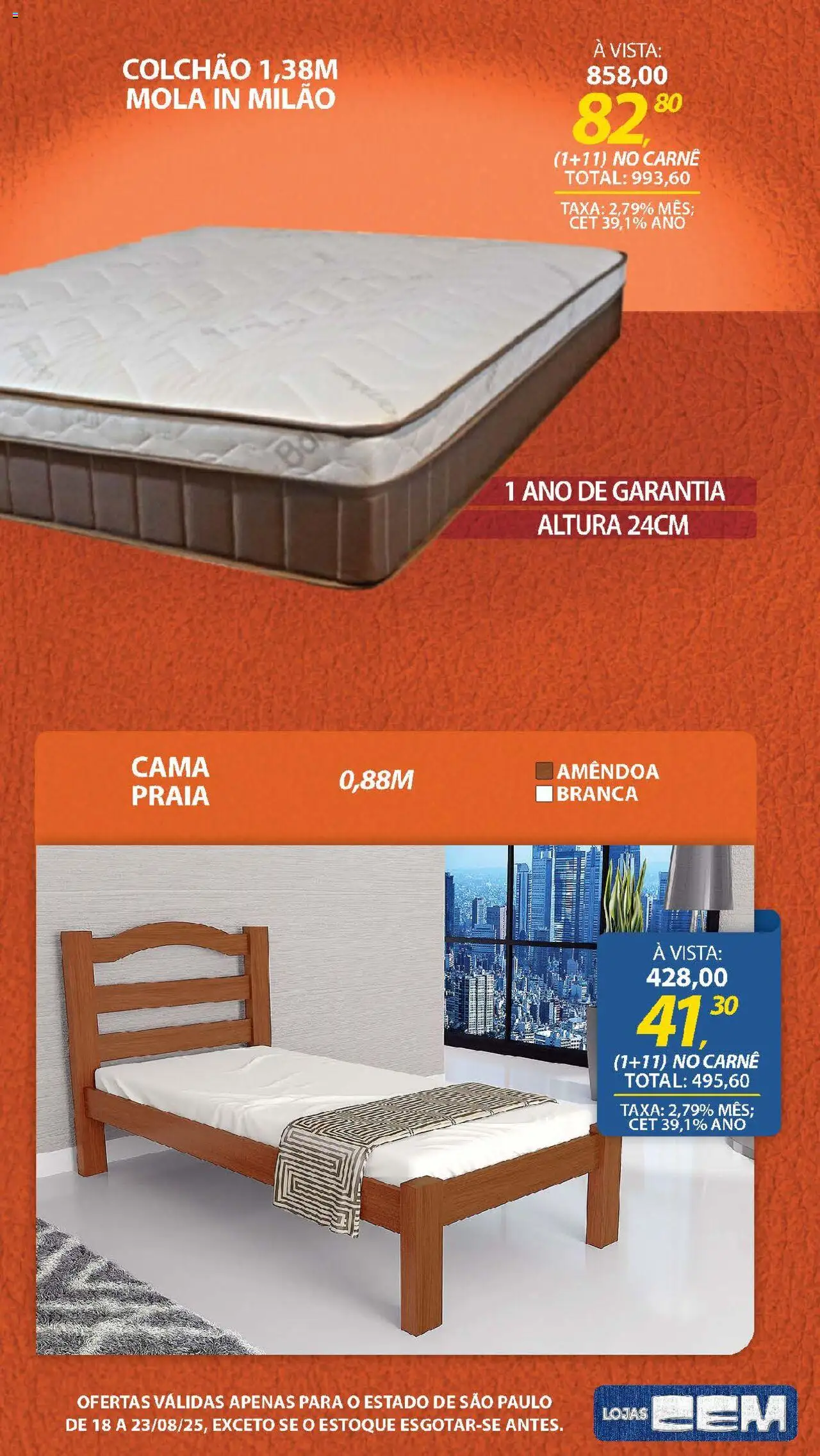 Lojas Cem Folheto - válido de 18.08.2025 | Página: 50 | Produtos: Cama, Colchão, Carne