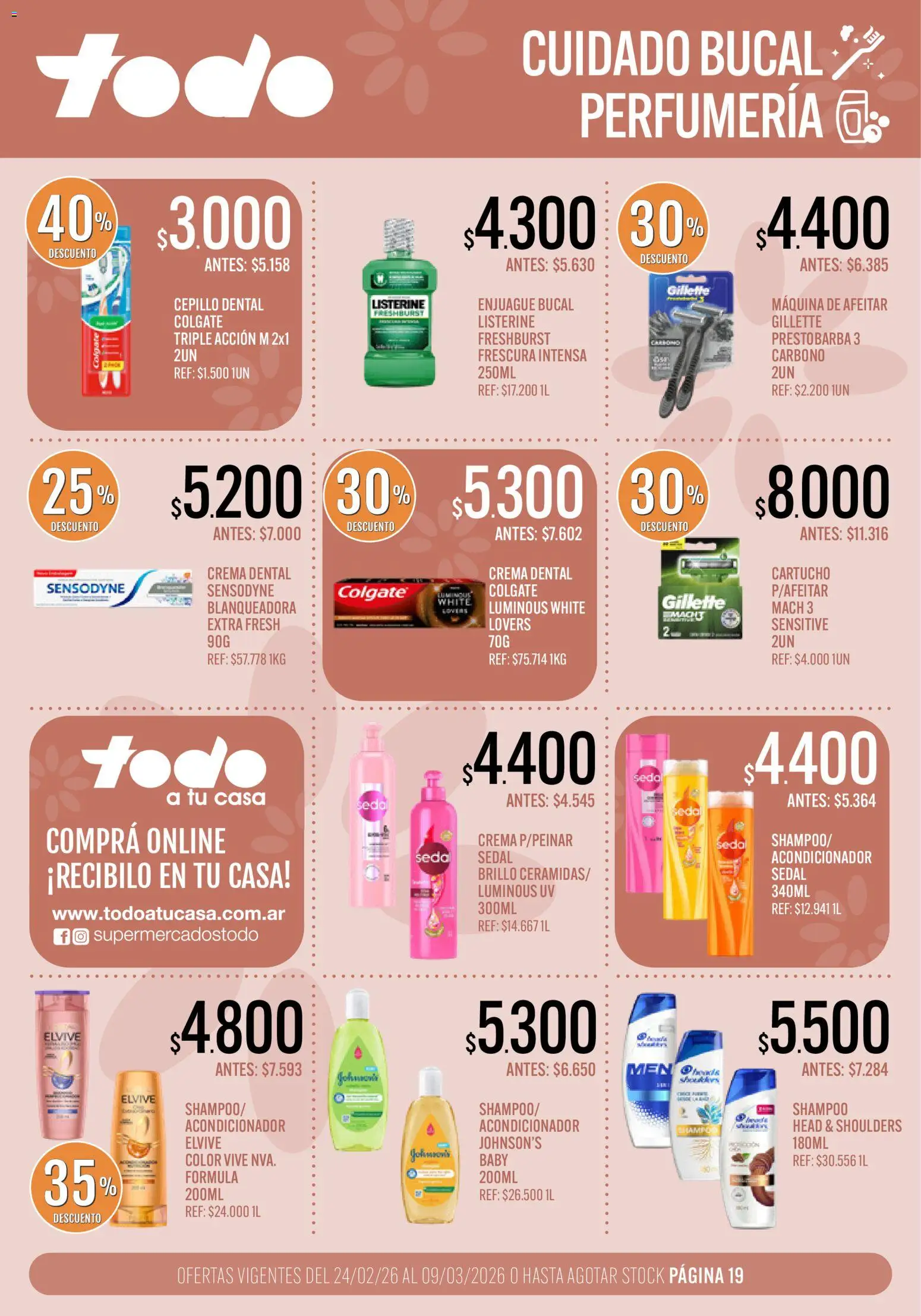 Supermercados TODO - Ofertas │ válido desde el 24.02.2026 | Página: 19 | Productos: Maquina de afeitar, Cepillo, Acondicionador, Crema