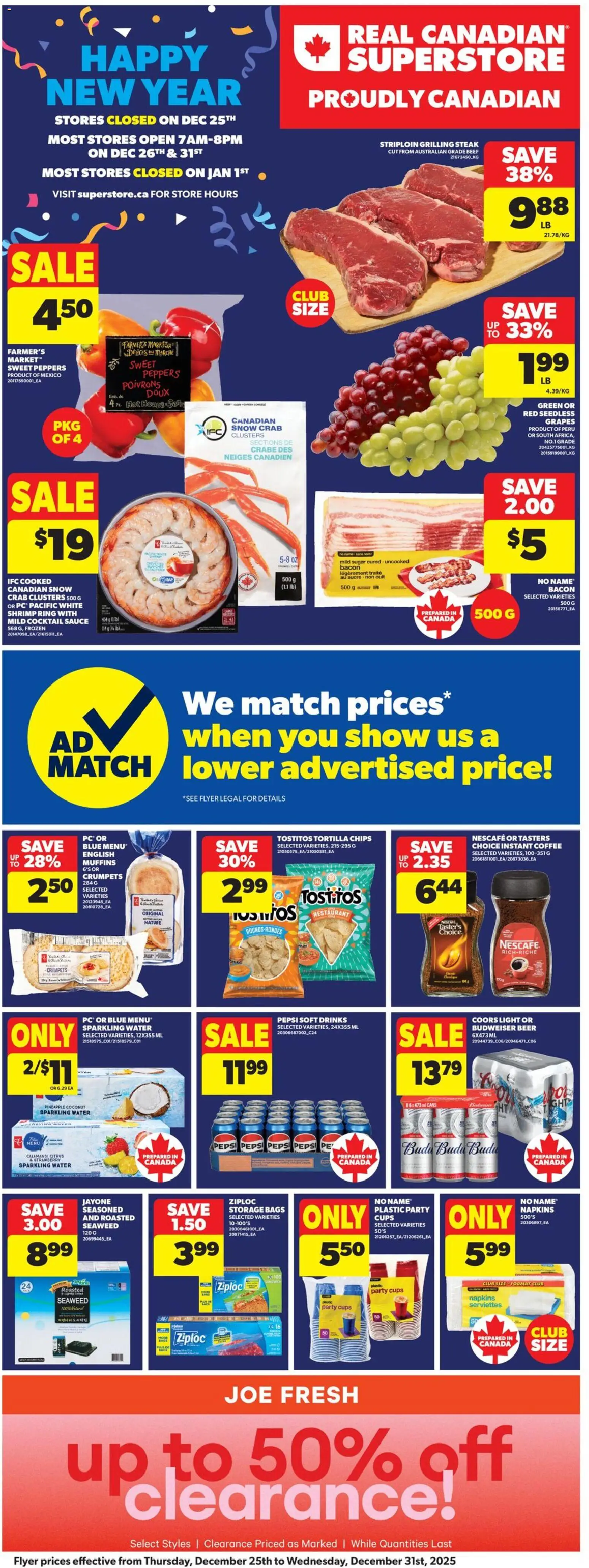Real Canadian Superstore flyer valid from 25.12.2025 | Page: 3 | Products: Chips, PC, Coffee, Beer