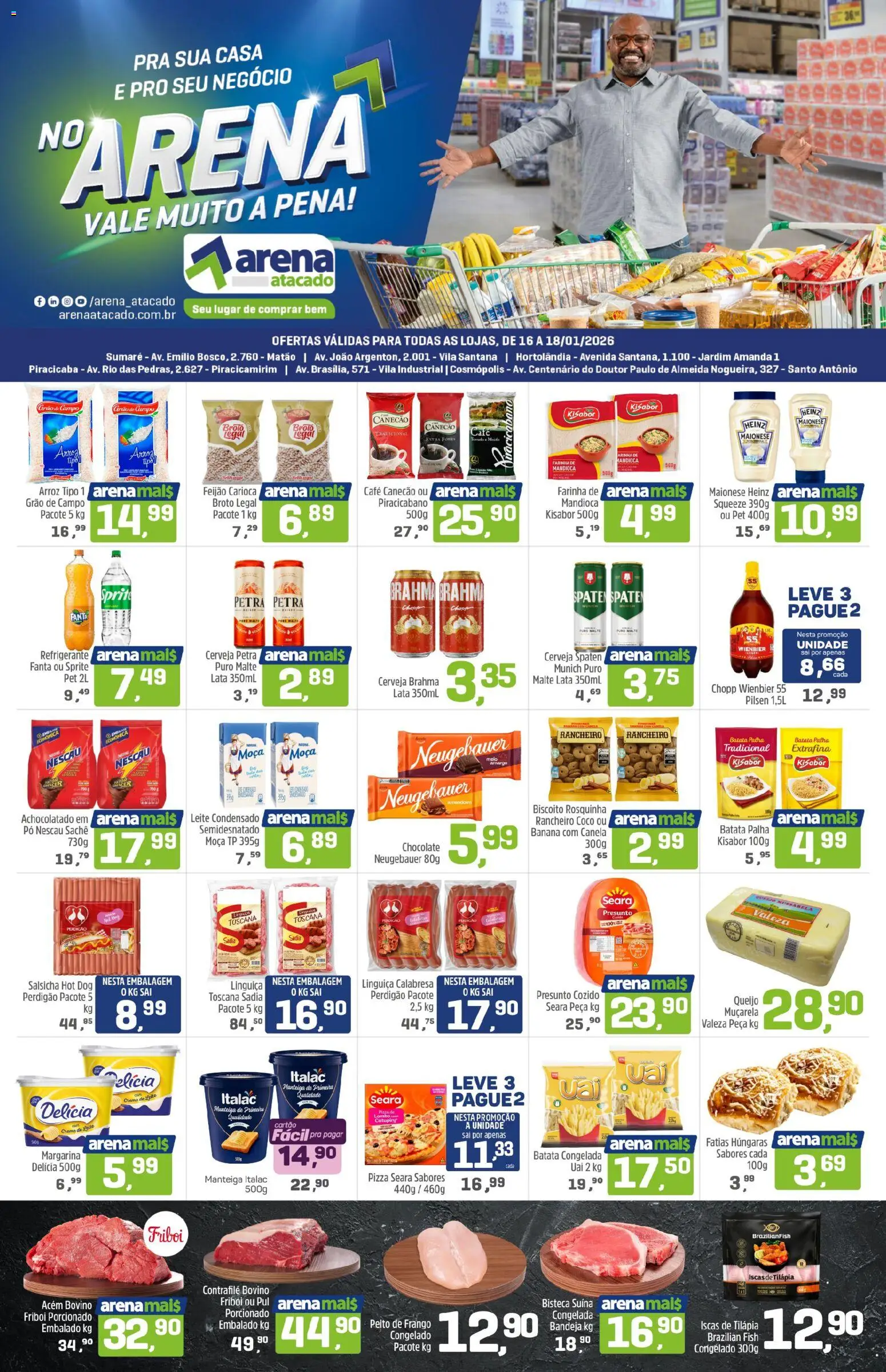 Arena Atacado Folheto - válido de 16.01.2026 | Página: 1 | Produtos: Biscoito, Neugebauer, Chocolate, Rosquinha