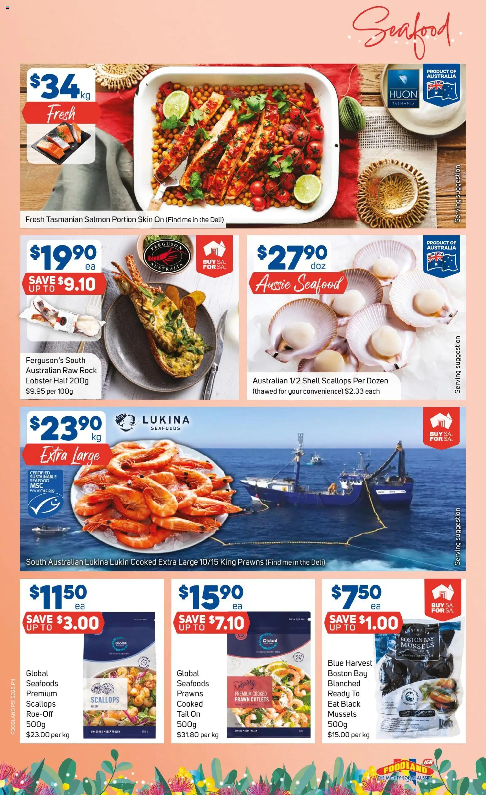 Foodland catalogue - valid from 17.12.2025 | Page: 11 | Products: Lobster, Prawns, Salmon, Sustainable