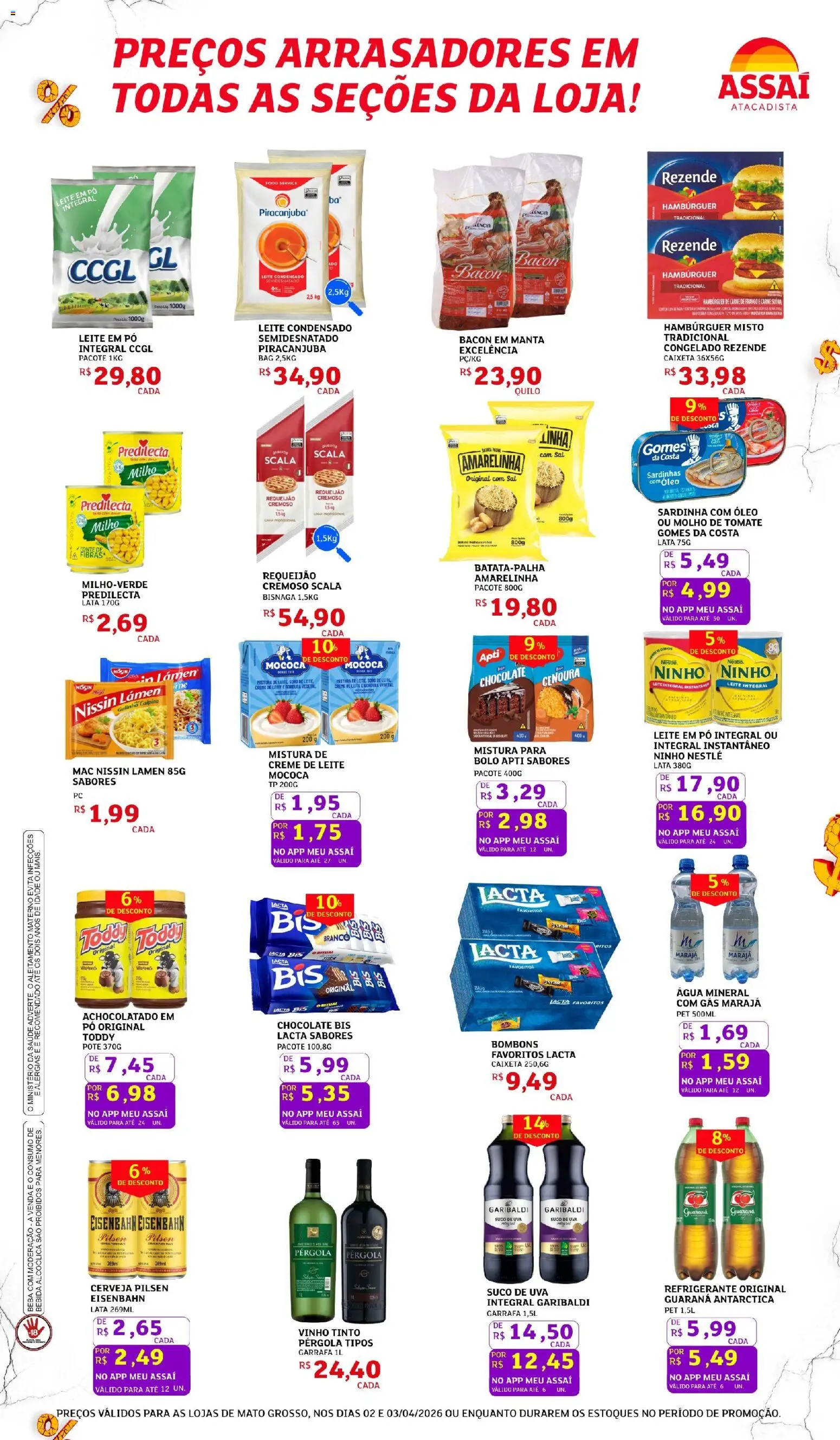Assaí Atacadista Folheto - válido de 02.04.2026 | Página: 2 | Produtos: Creme de leite, Sardinha, Leite condensado, Requeijão