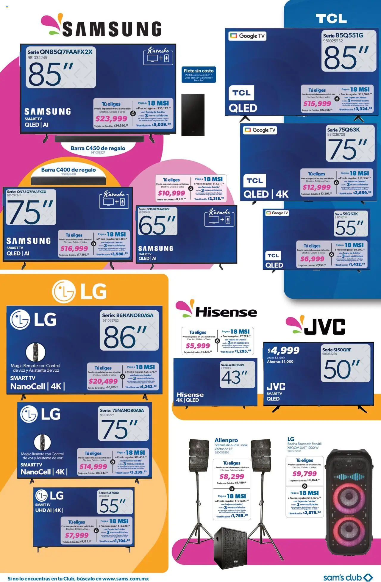 Nuevas ofertas de Sam's Club válidas en toda la República Mexicana desde el 09.09.2025. ¡Encuentra las mejores ofertas en Sam's Club - Catálogo Socio Fest! | Página: 2 | Productos: Pantallas, Monedero, Audio, Bocina