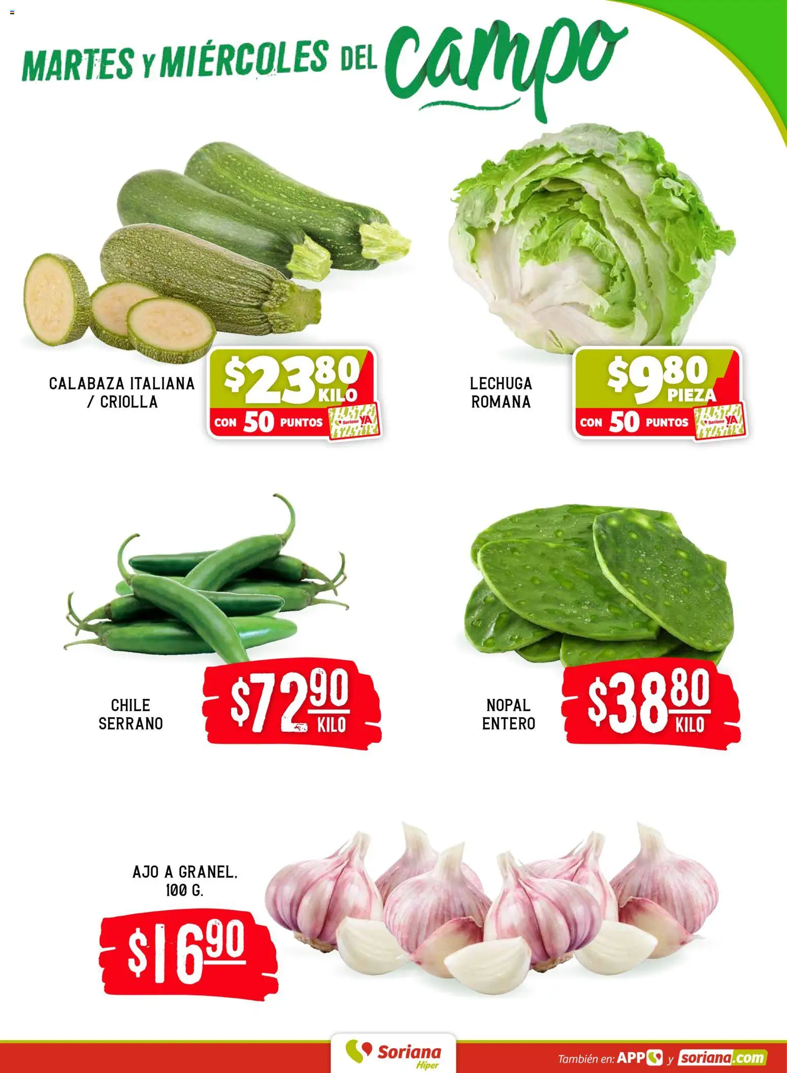 Nuevas ofertas de Soriana válidas en toda la República Mexicana desde el 28.04.2026. ¡Encuentra las mejores ofertas en Soriana Martes y Miércoles del Campo Híper: BCS, Son y Sin! | Página: 3 | Productos: Ajo, Lechuga