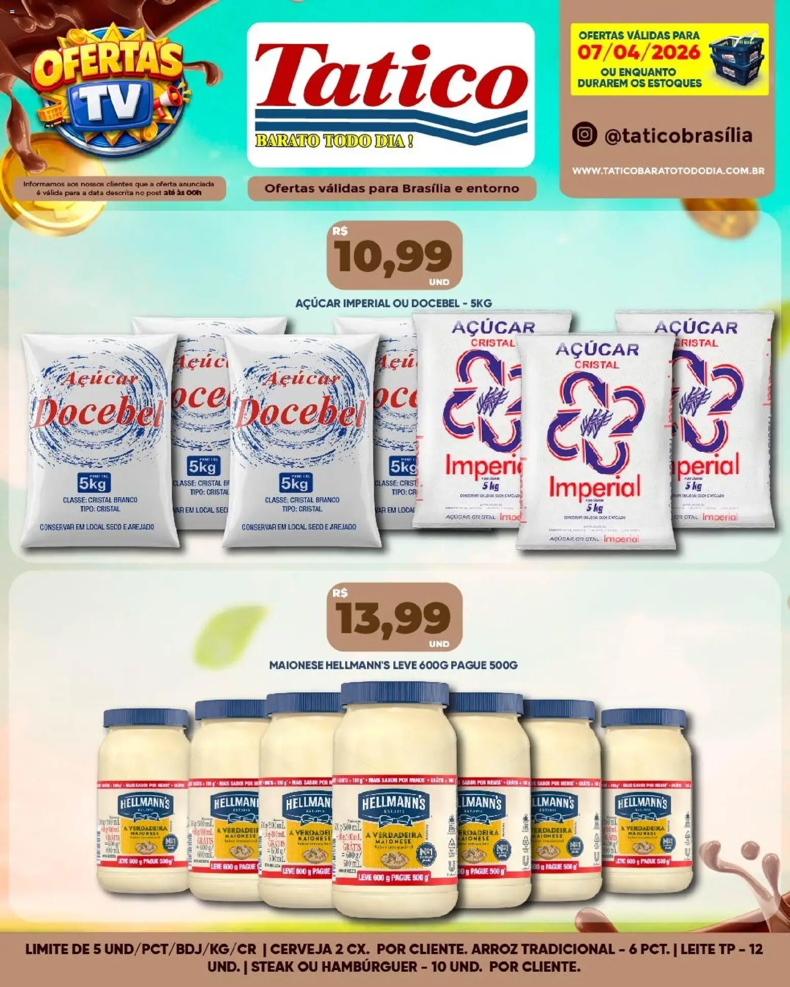 Tatico Folheto - válido de 08.04.2026 | Página: 30 | Produtos: Leite, Hambúrguer, Açúcar, Maionese