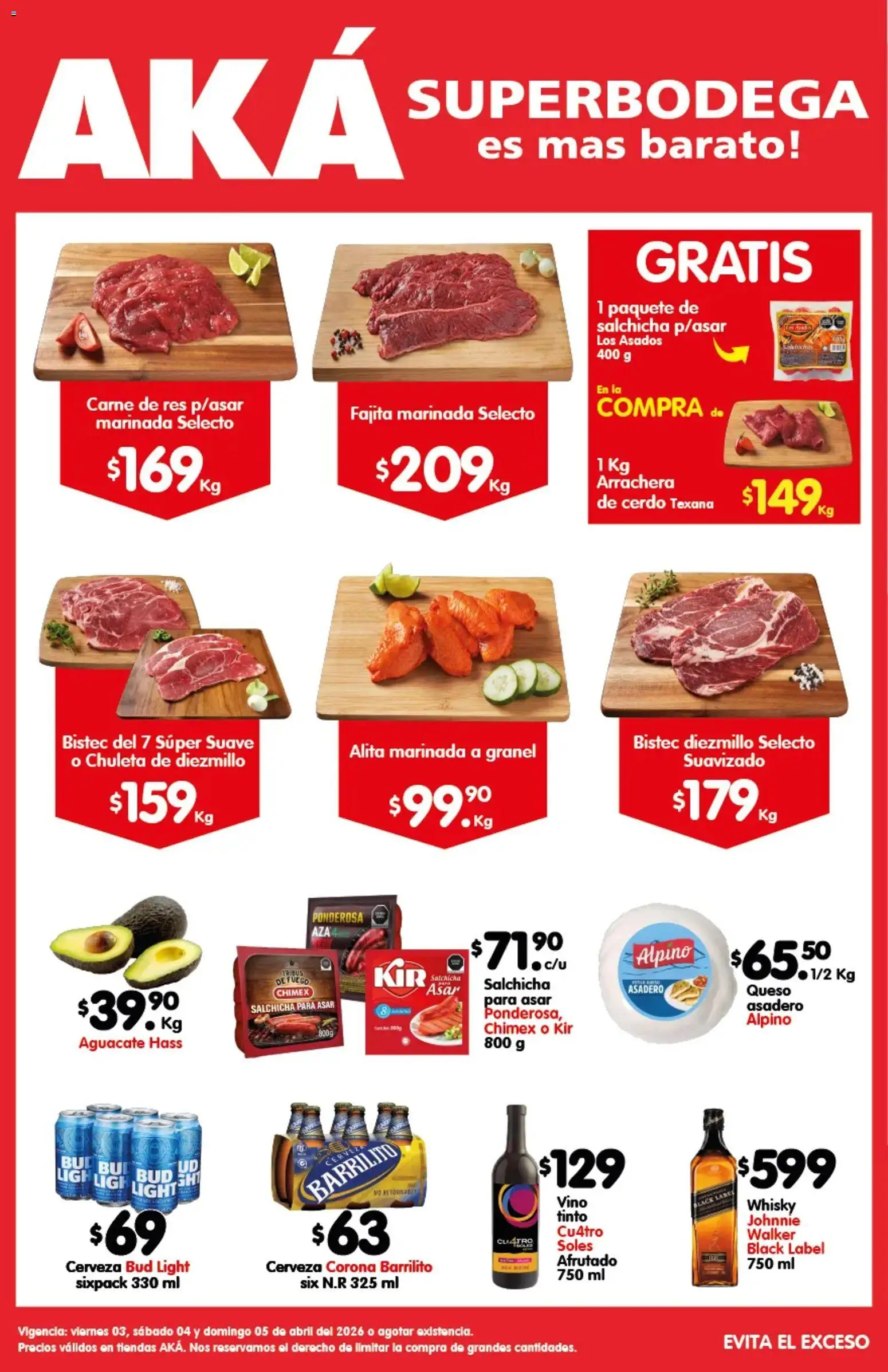 Nuevas ofertas de Arteli válidas en toda la República Mexicana desde el 03.04.2026. ¡Encuentra las mejores ofertas en  Arteli folleto Carnita Asada Aká Superbodegas! | Página: 1