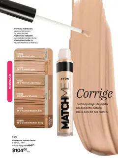 Vista previa de Corrector líquido facial, Corrector líquido facial, 6 tonos, 4 ml. Fórmula hidratante que combina con tu tono de piel. Cobertura radiante natural de media a total. Controla el brillo de la piel mientras la hidrata., nuevo folleto de la tienda, válido en México a partir del 02.04.2026 | Página: 76