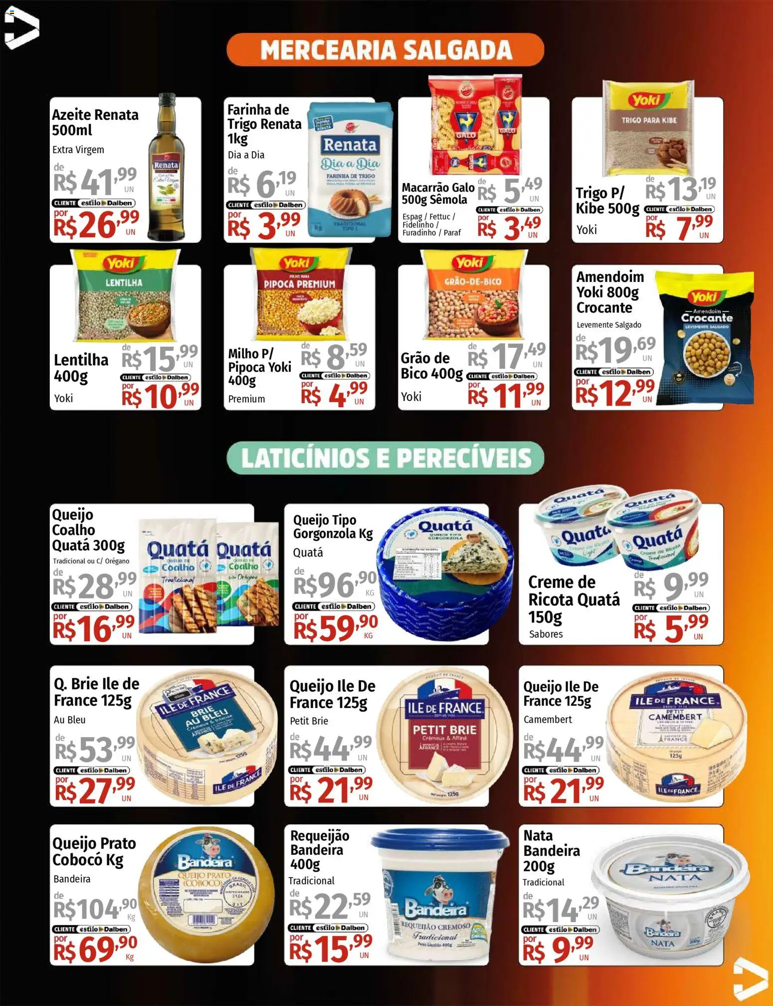 Supermercado Dalben Folheto - válido de 28.11.2025 | Página: 8 | Produtos: Queijo coalho, Macarrão, Camembert, Azeite