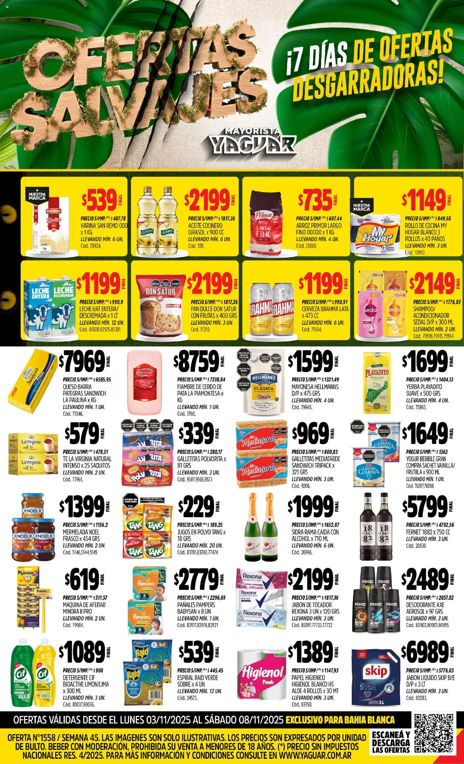 Yaguar - Bahía Blanca │ válido desde el 03.11.2025 | Página: 1 | Productos: Durazno, Polvo, Fernet, Pañales