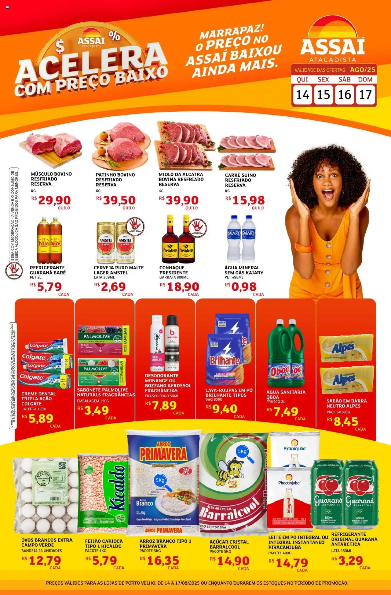 Assaí Atacadista Folheto - válido de 14.08.2025 | Página: 1 | Produtos: Creme, Bebida, Bandeja, Refrigerante
