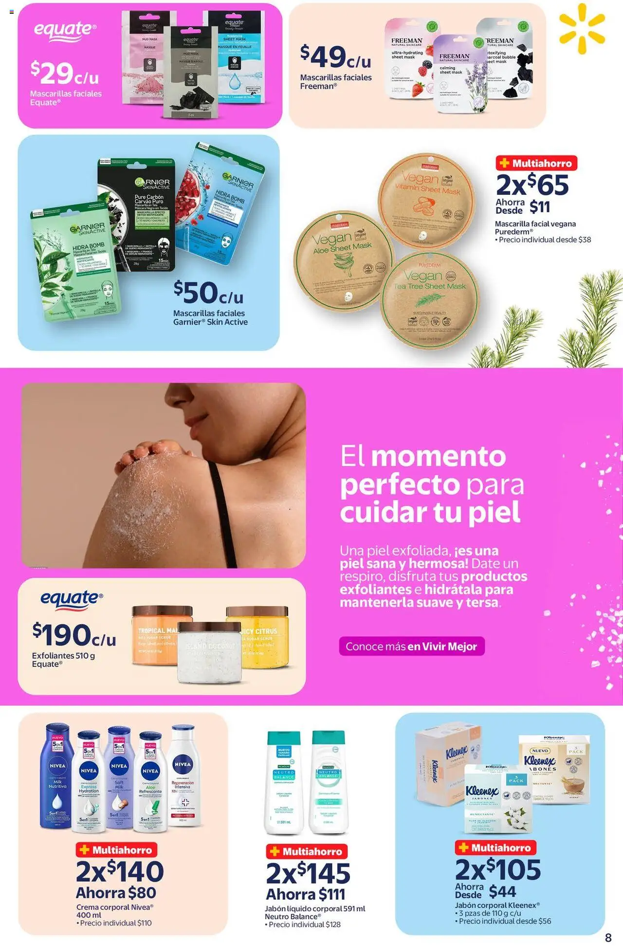 Nuevas ofertas de Walmart válidas en toda la República Mexicana desde el 19.09.2025. ¡Encuentra las mejores ofertas en Walmart - Folleto la belleza! | Página: 8 | Productos: Jabón líquido, Crema, Té, Jabón