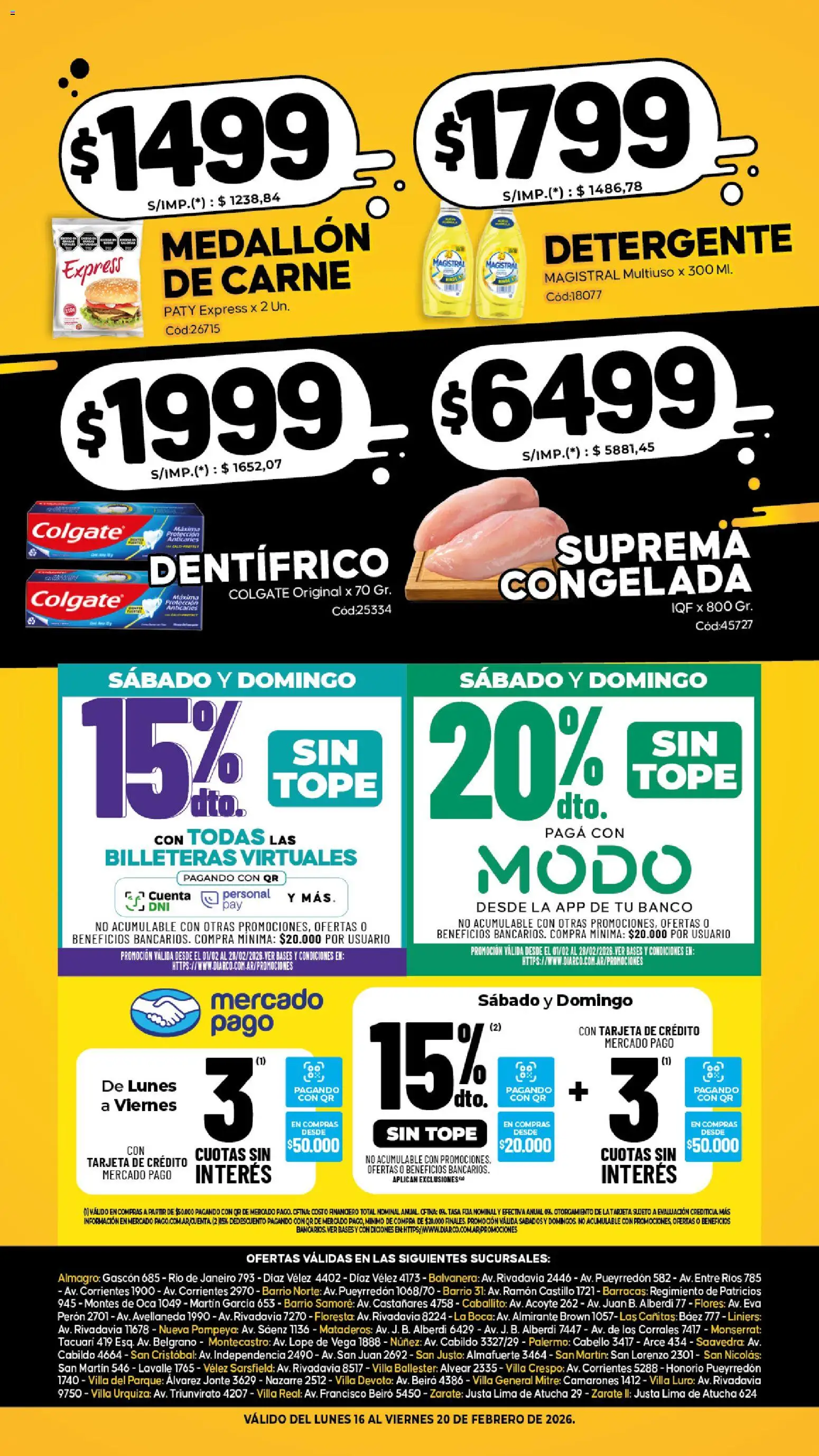Especial Locura De Precios │ válido desde el 16.02.2026 | Página: 2 | Productos: Banco, Lima, Detergente, General