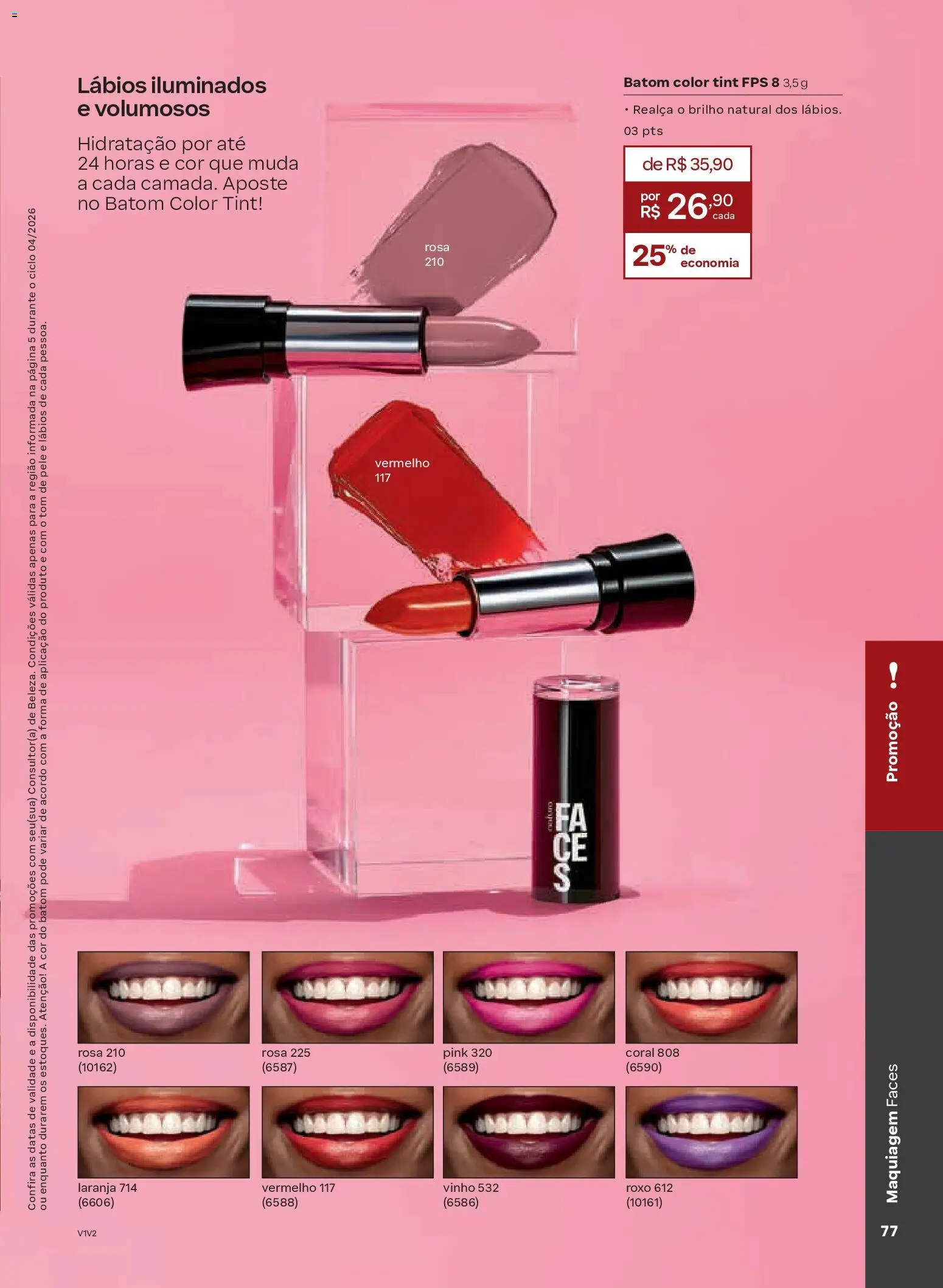 Natura Folheto - válido de 19.02.2026 | Página: 77 | Produtos: Maquiagem, Batom, Vinho