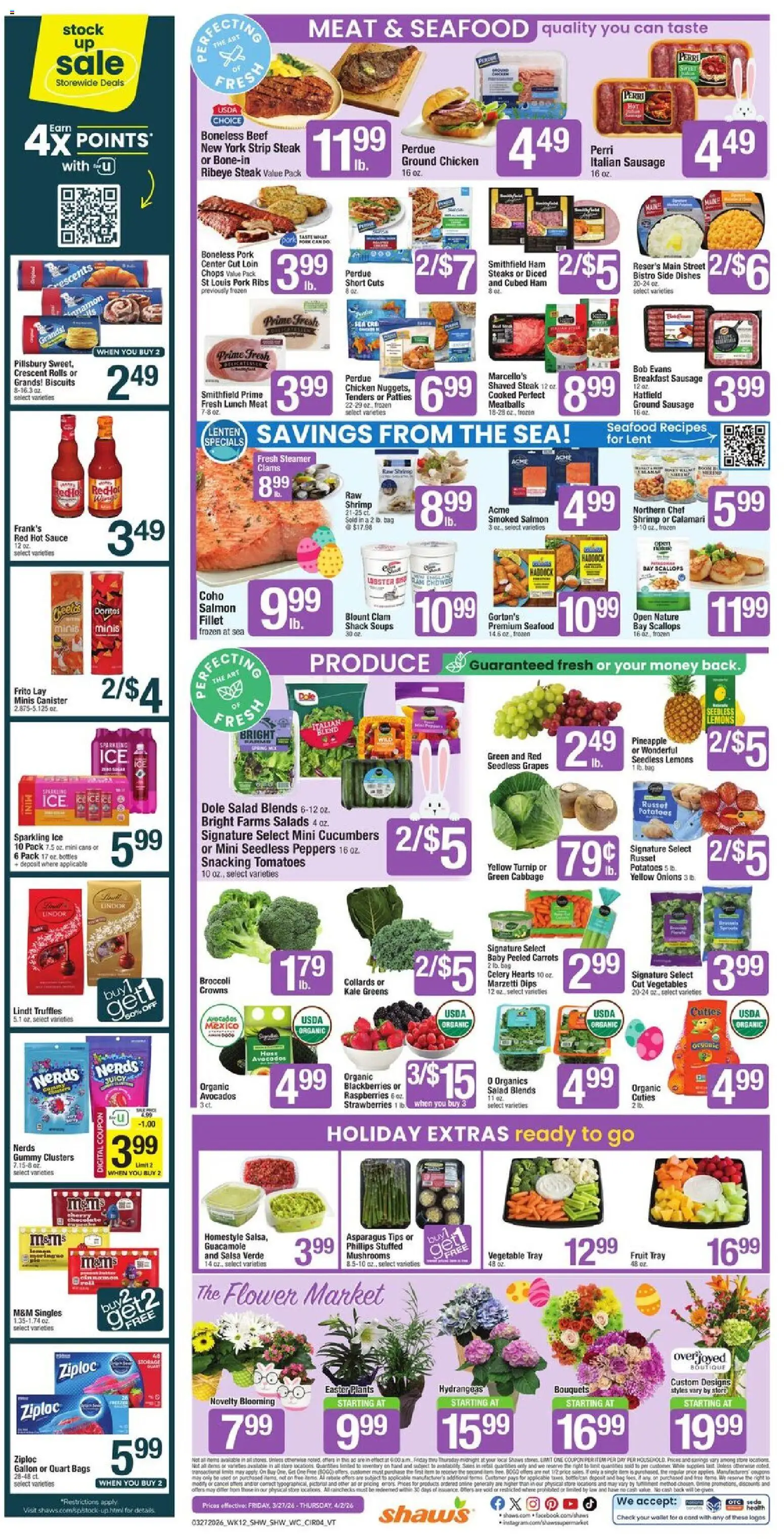 Shaw's Weekly Ad - VT - valid from 27.03.2026 | Page: 4 | Products: Asparagus, Mushrooms, Salad, Potatoes