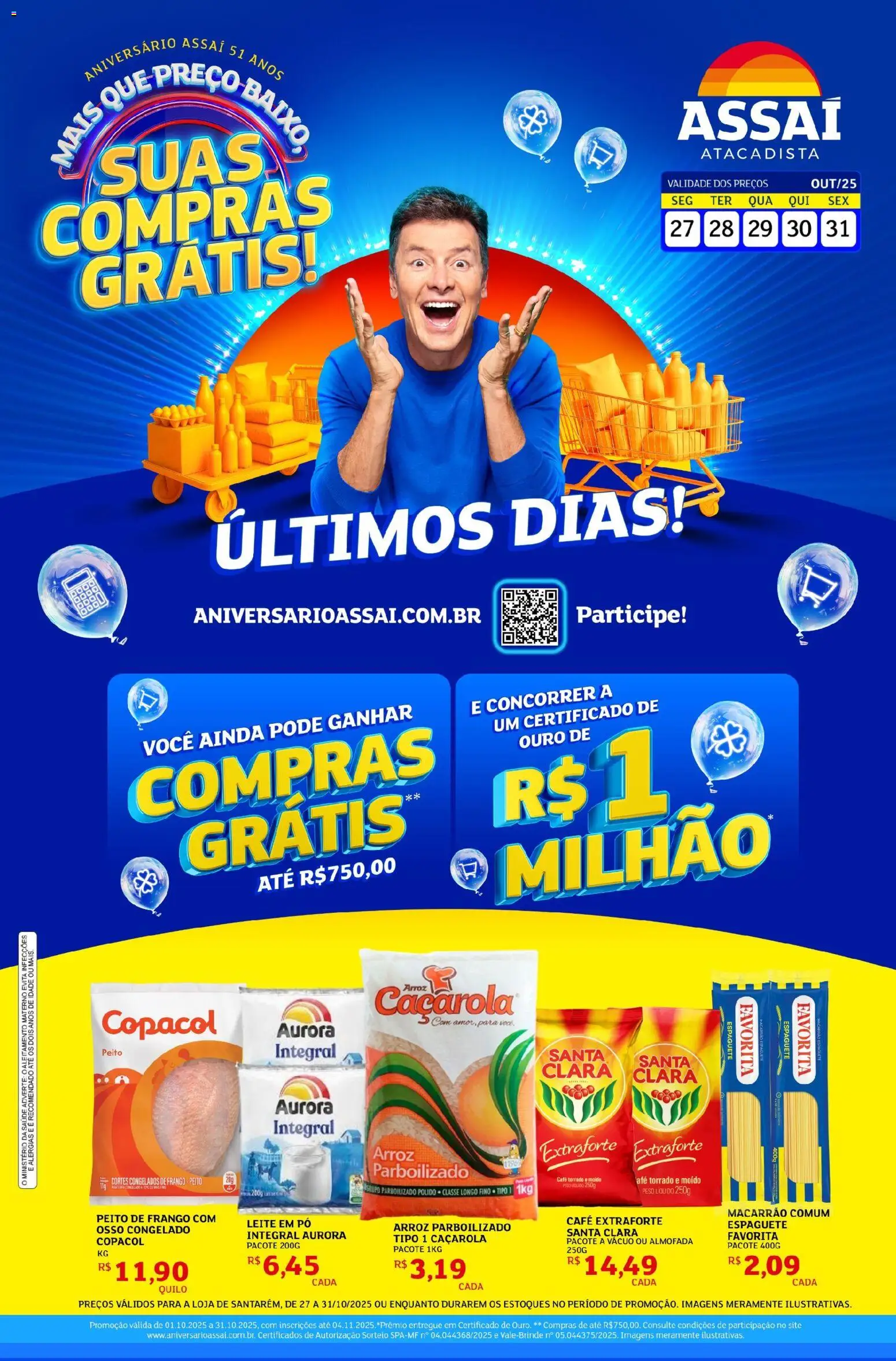 Assaí Atacadista Folheto - válido de 27.10.2025 | Página: 1 | Produtos: Espaguete, Pó, Caçarola, Café