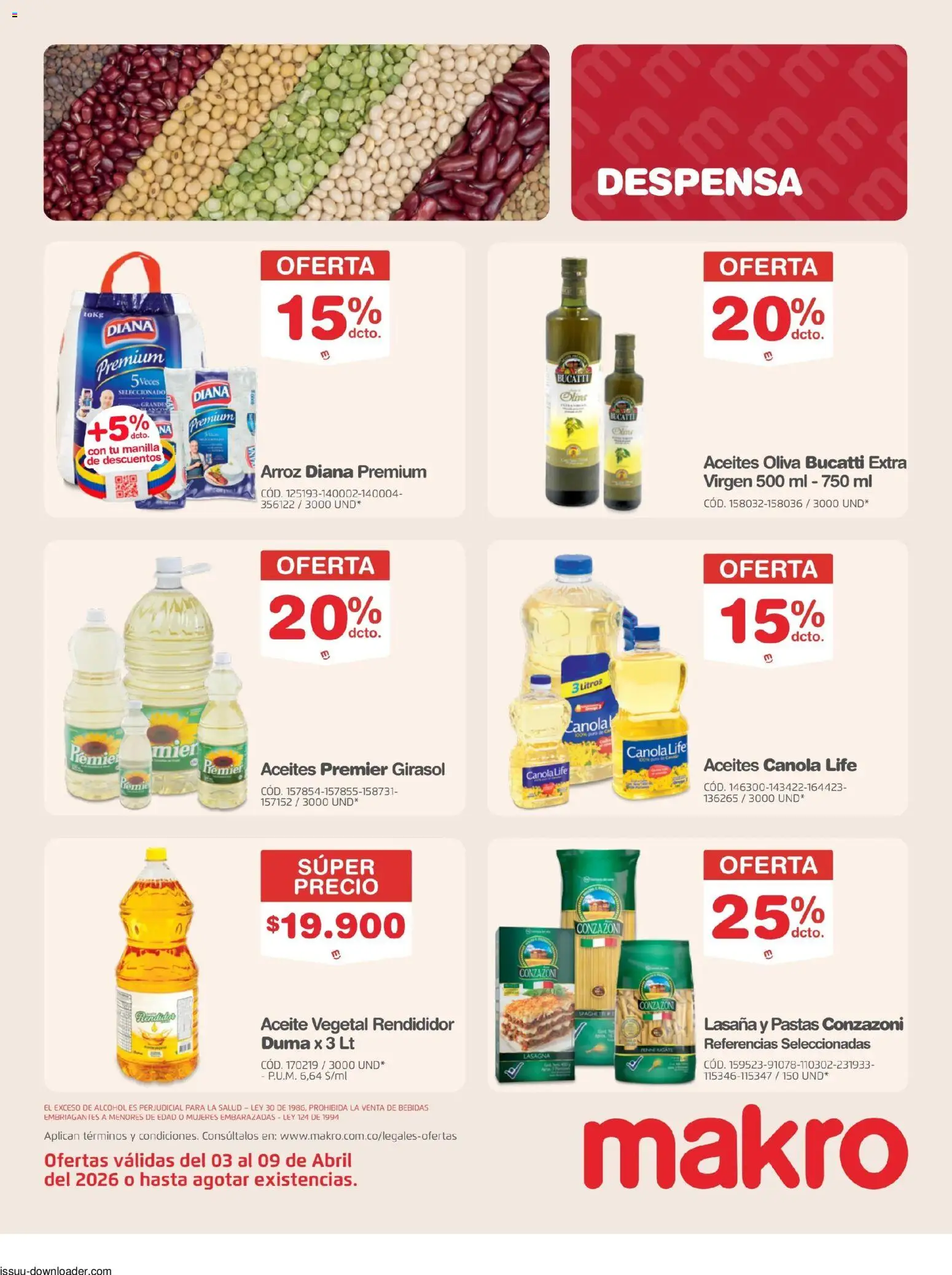 Makro revista - valida desde el 03.04.2026 | Página: 9 | Productos: Arroz, Mermelada, Aceite, Tintura