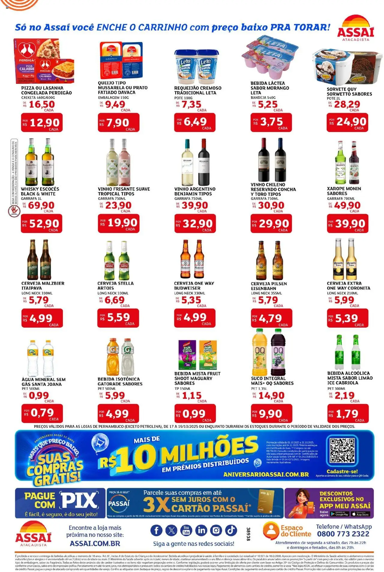 Assaí Atacadista Folheto - válido de 17.10.2025 | Página: 2 | Produtos: Pneus, Bandeja, Água mineral, Telefone