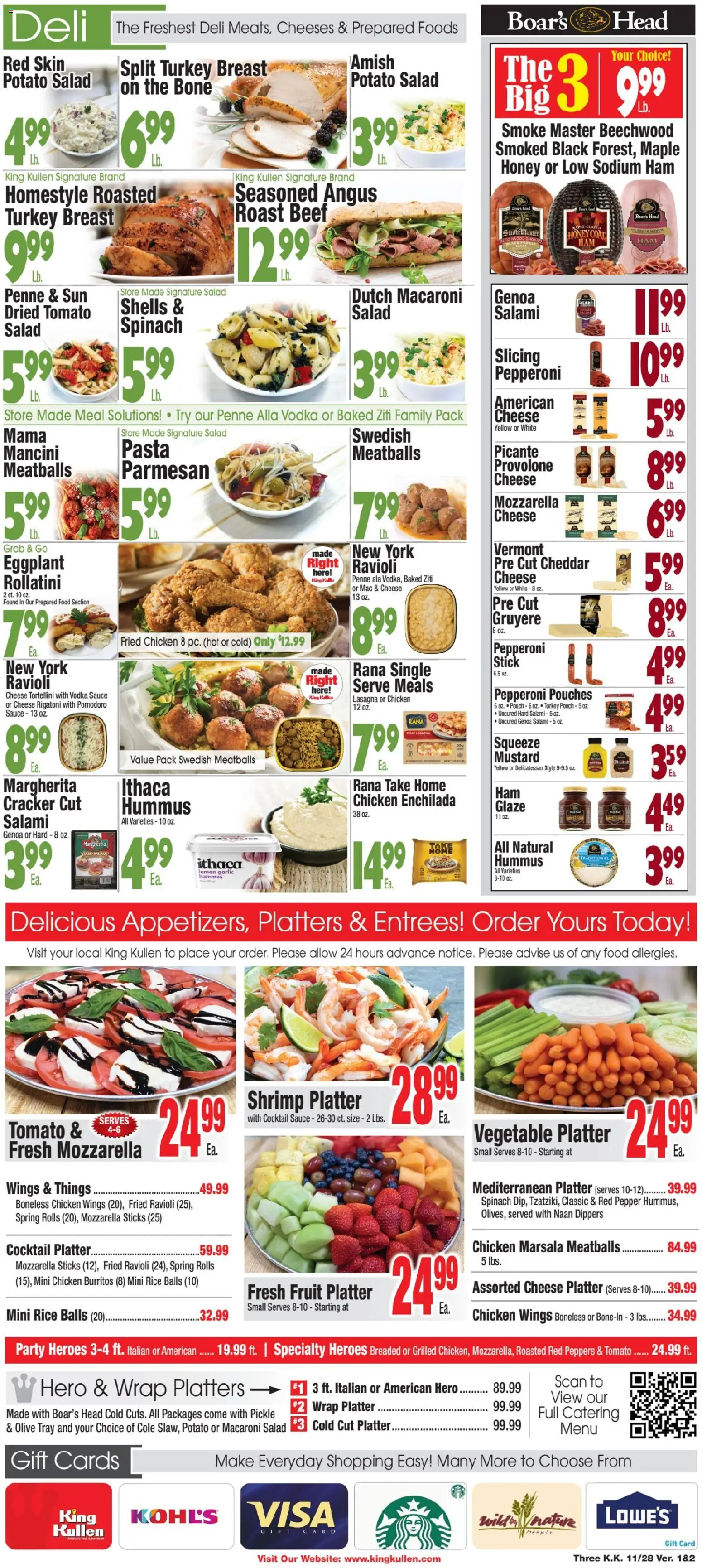 King Kullen Weekly Ad - valid from 28.11.2025 | Page: 3 | Products: Ham, Beef, Salad, Eggplant